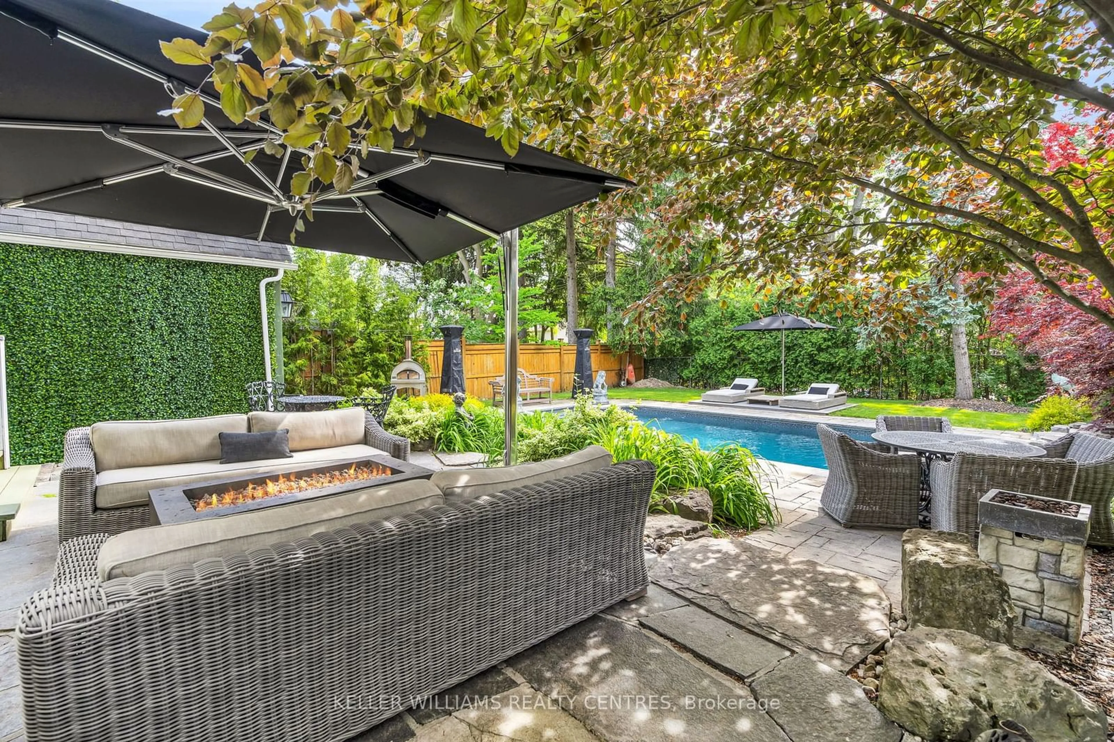 Patio, the fenced backyard for 138 Temperance St, Aurora Ontario L4G 2R4