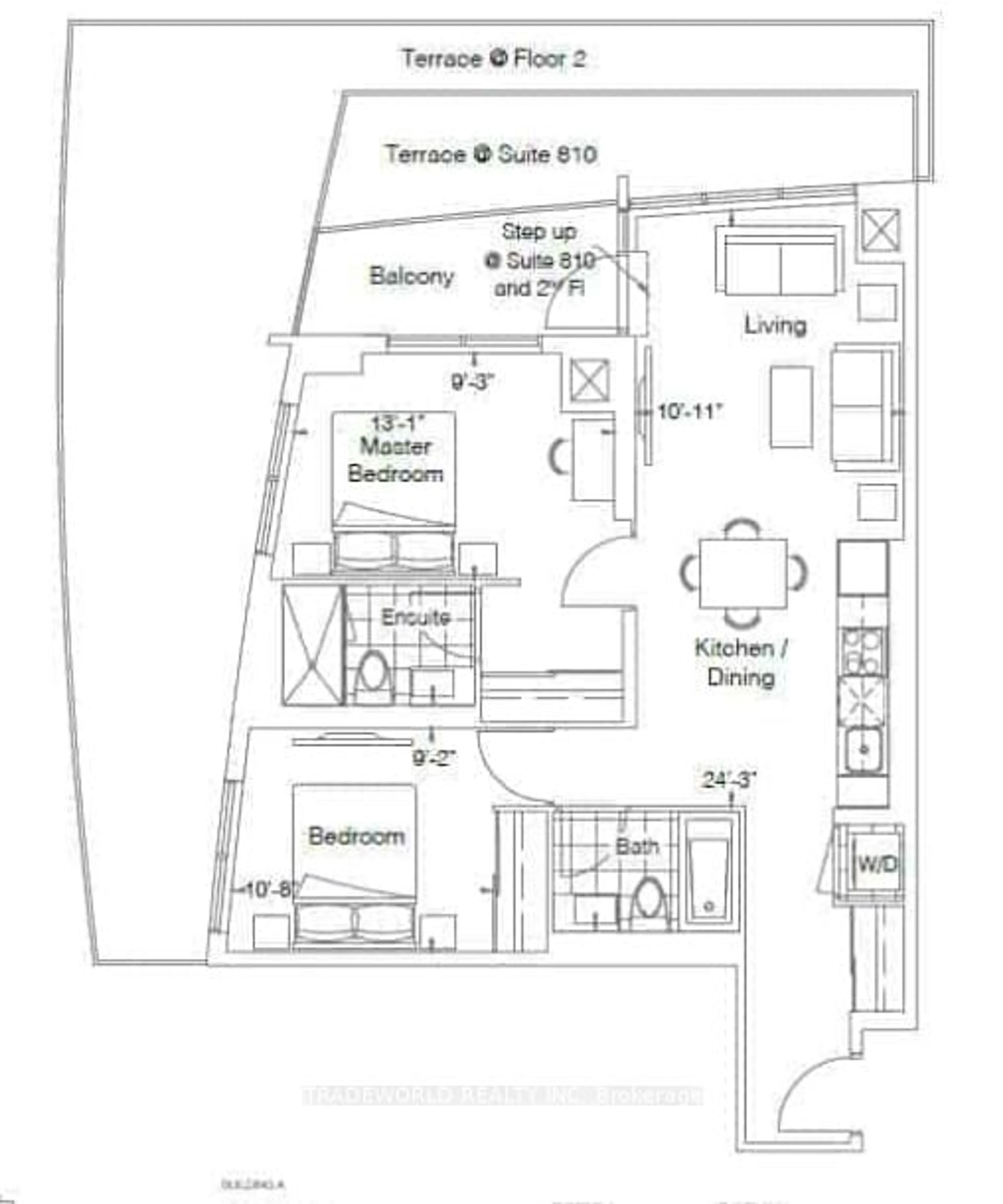 Floor plan for 30 Upper Mall Way #A2510, Vaughan Ontario L4J 4P8