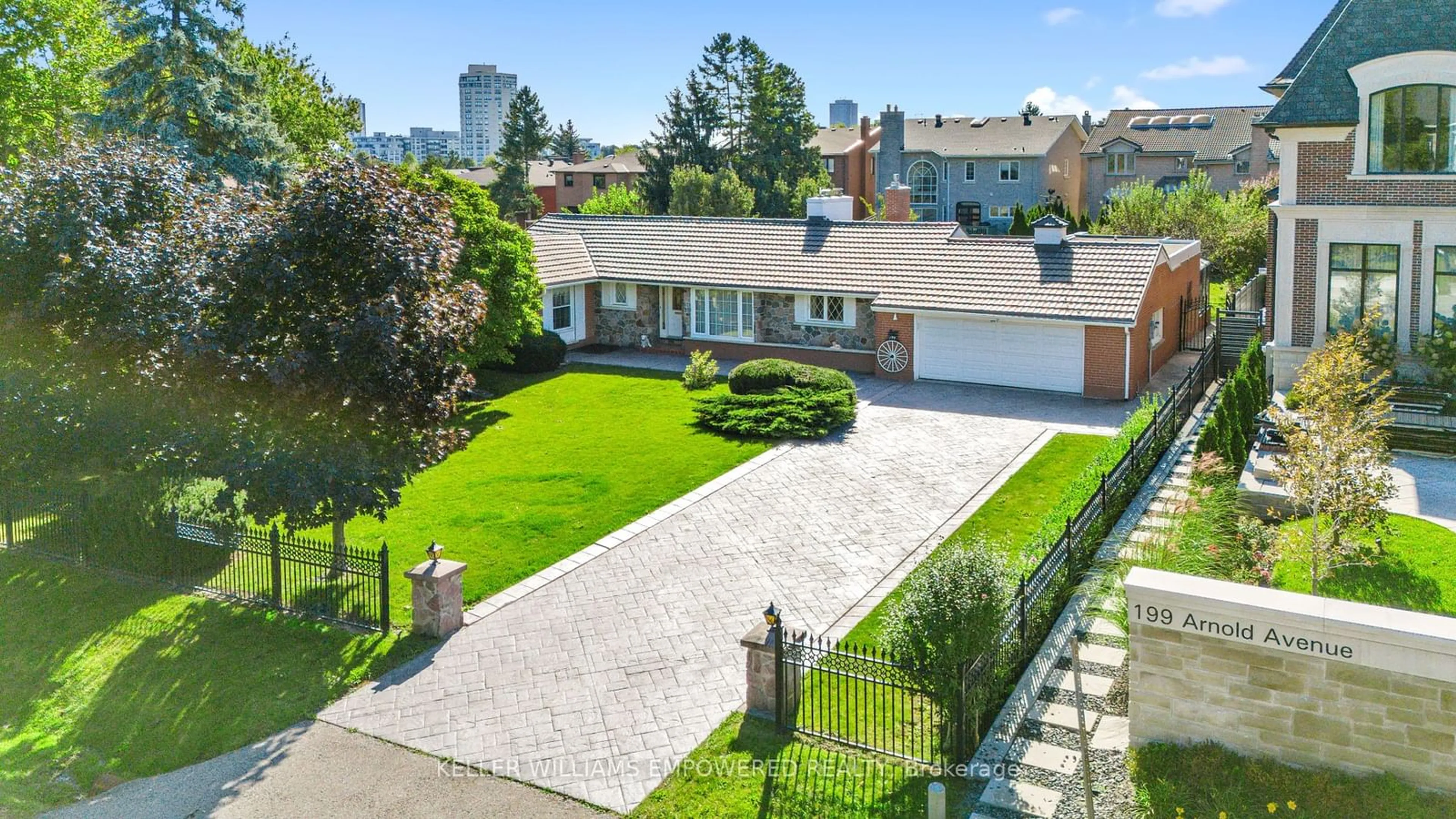 Frontside or backside of a home, the fenced backyard for 195 Arnold Ave, Vaughan Ontario L4J 1C1