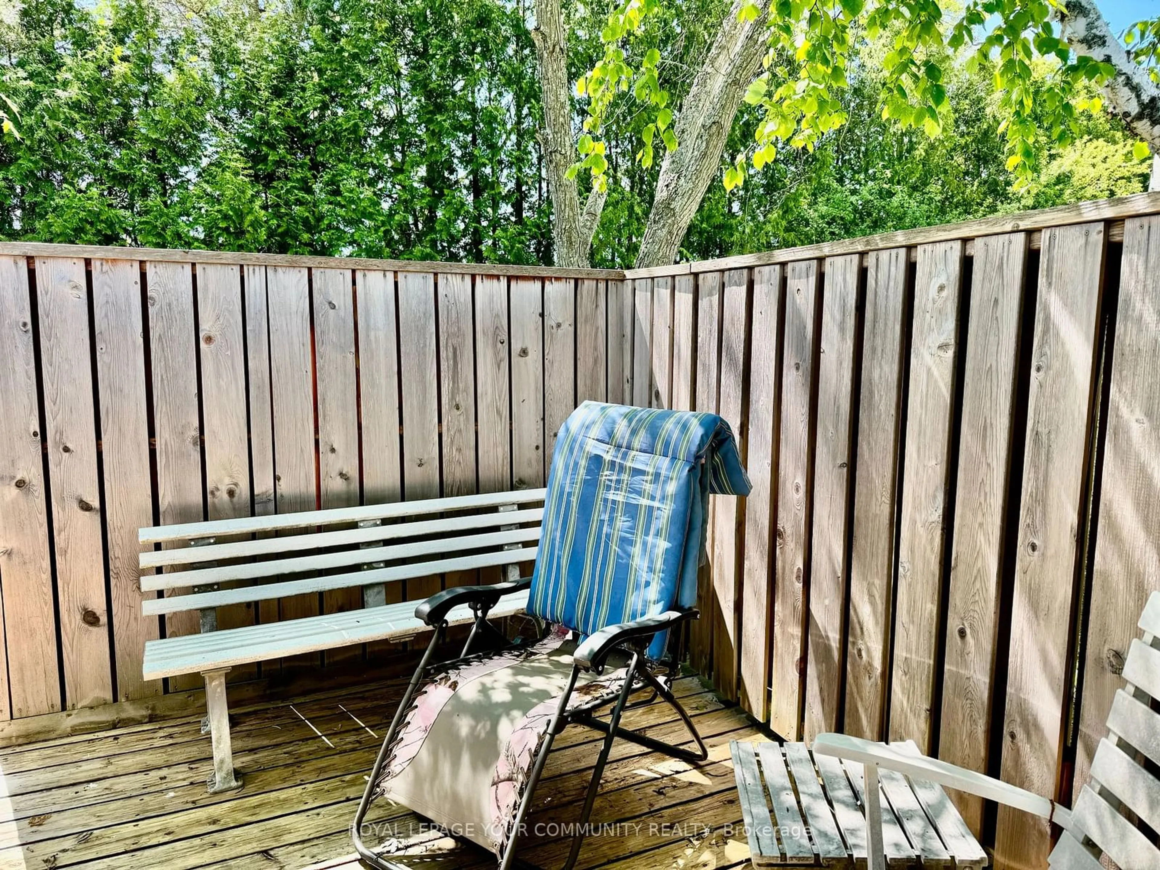 Patio, the fenced backyard for 285 Crydermans Sdrd #340, Georgina Ontario L0E 1A0