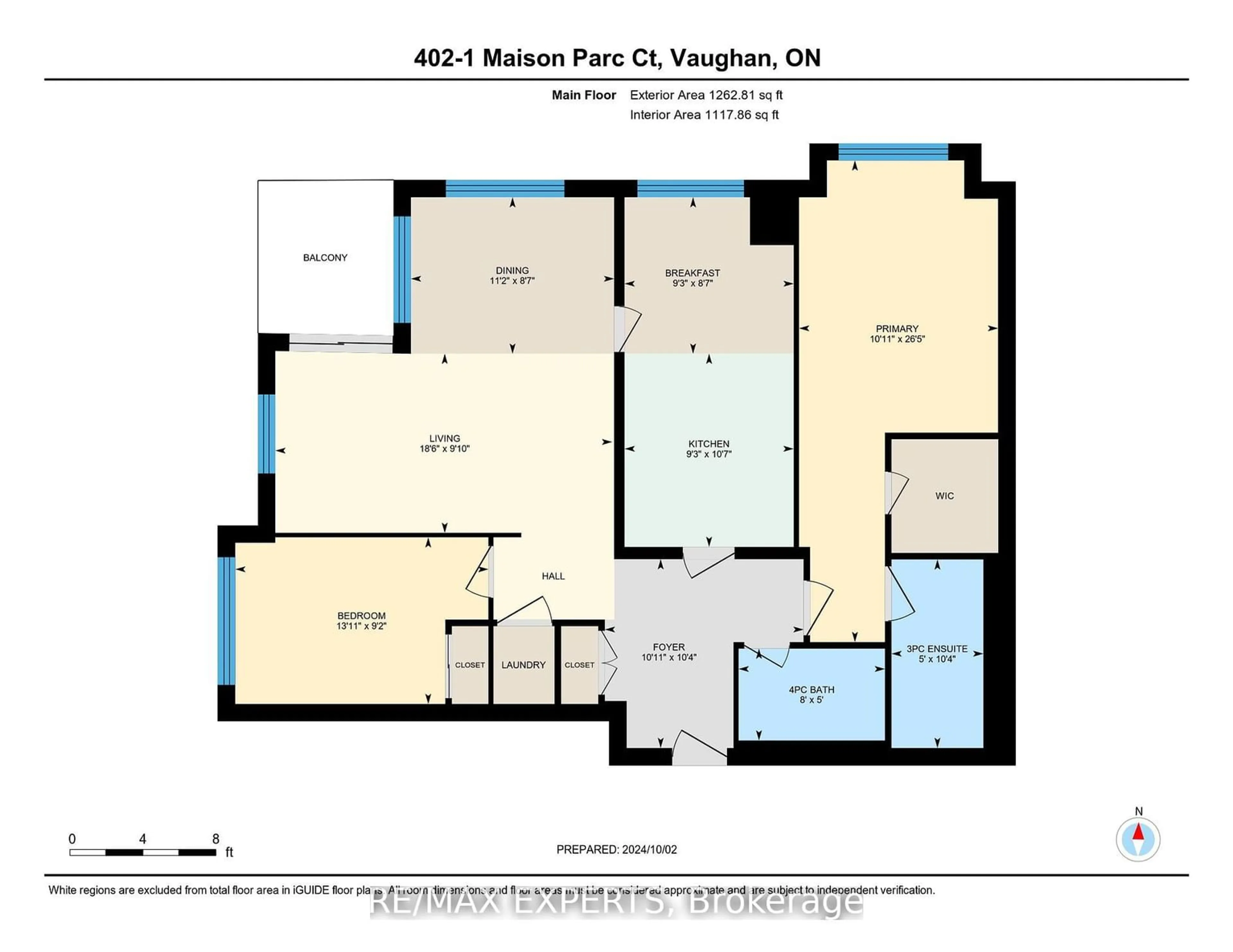 Floor plan for 1 Maison Parc Crt #402, Vaughan Ontario L4J 9K1