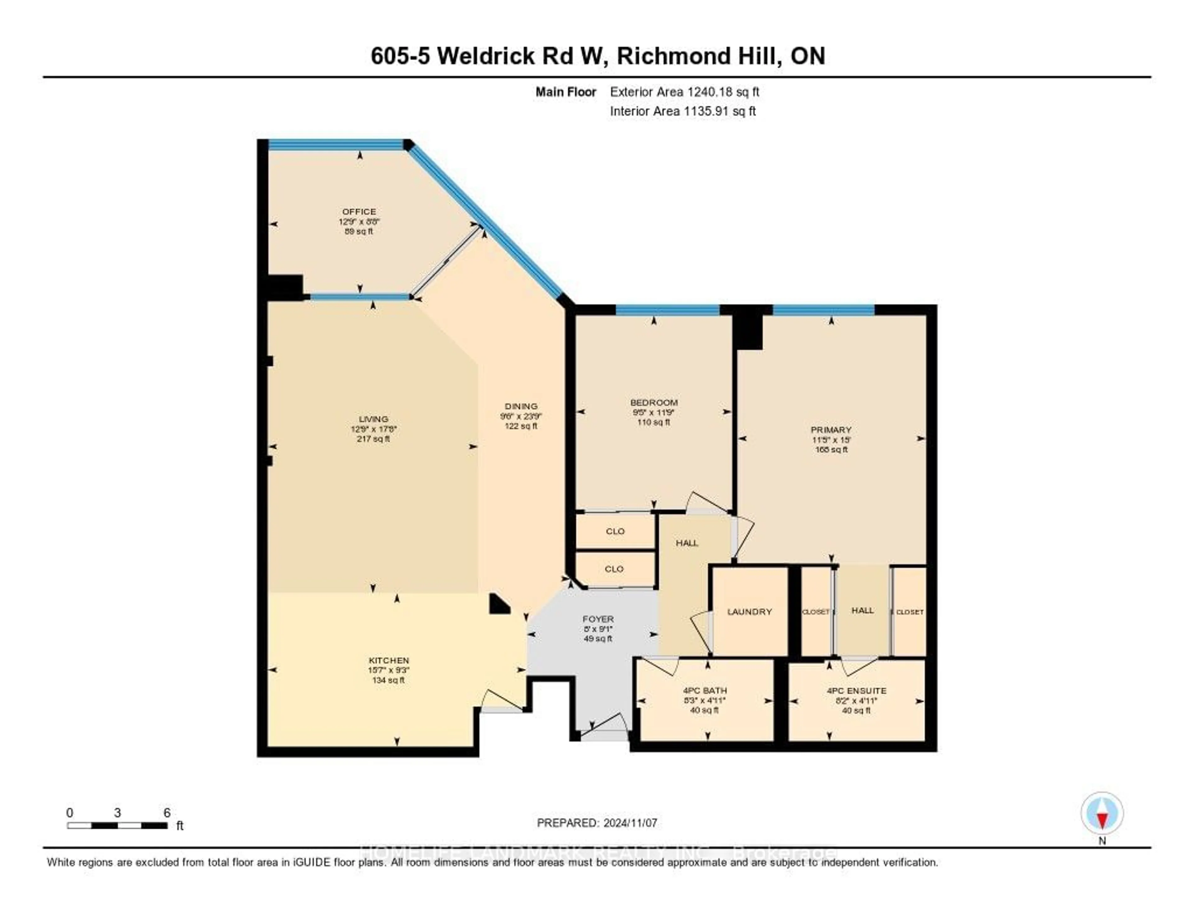 Floor plan for 5 Weldrick Road W Rd #605, Richmond Hill Ontario L4C 8S9