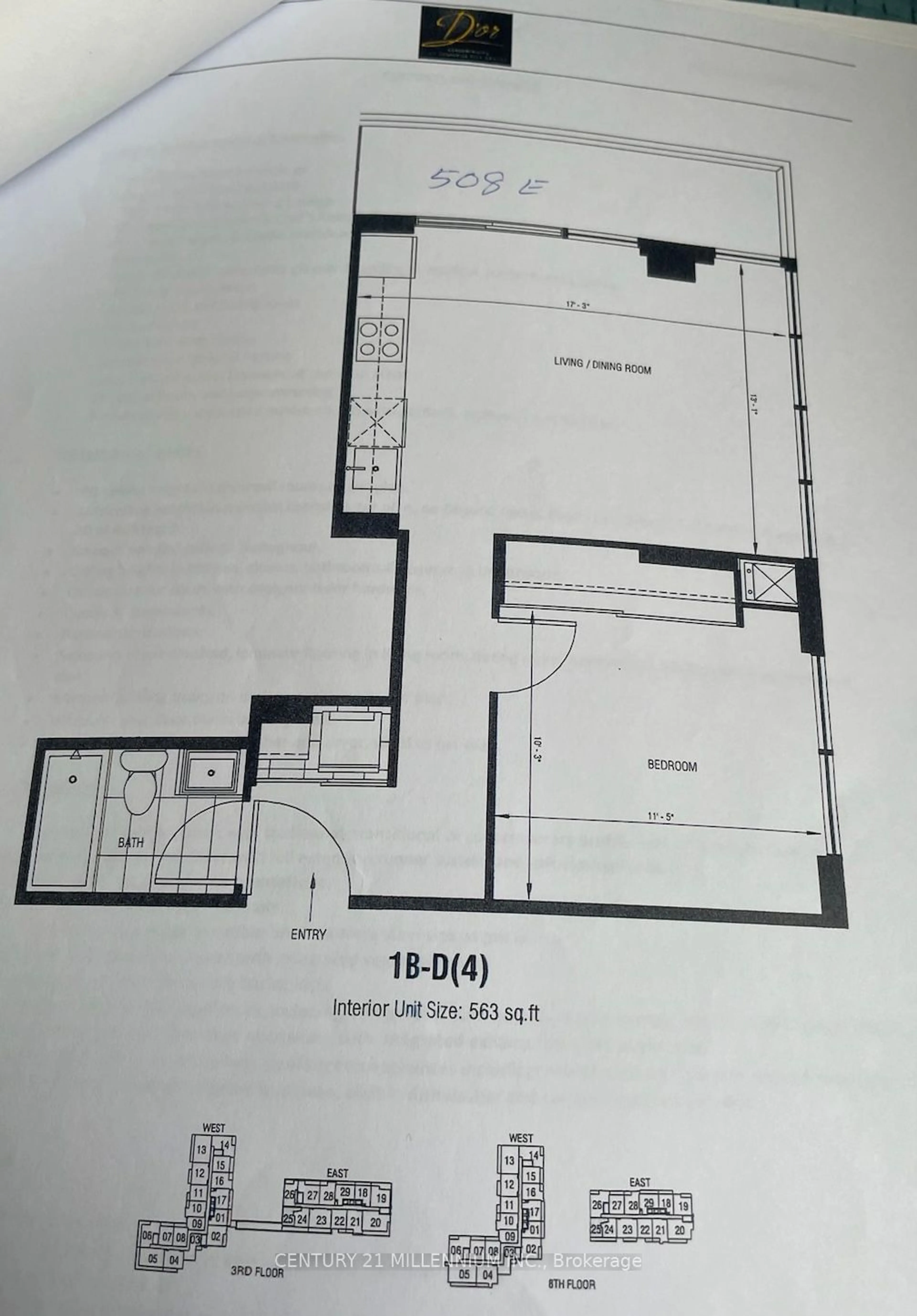 Floor plan for 20 Gatineau Dr #508E, Vaughan Ontario L4J 0L3