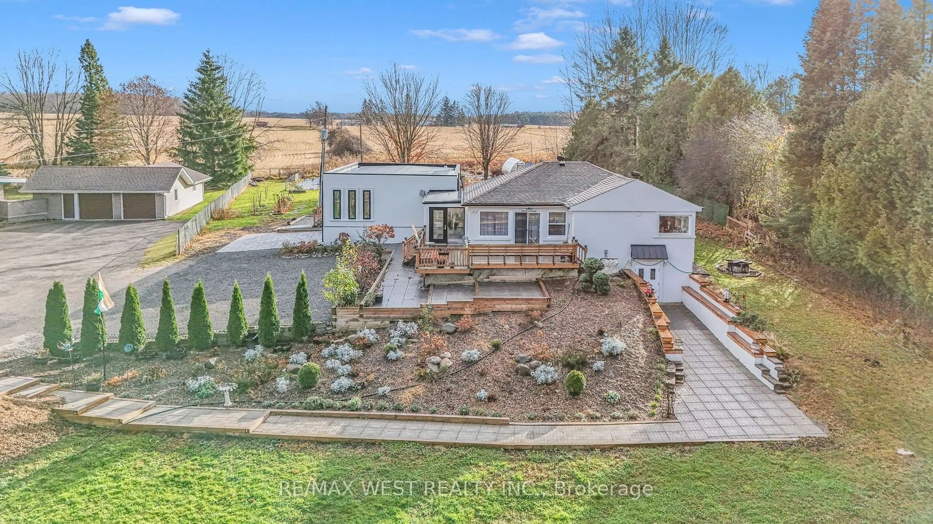 Frontside or backside of a home, the fenced backyard for 2821 Mt Albert Rd, East Gwillimbury Ontario L0G 1R0