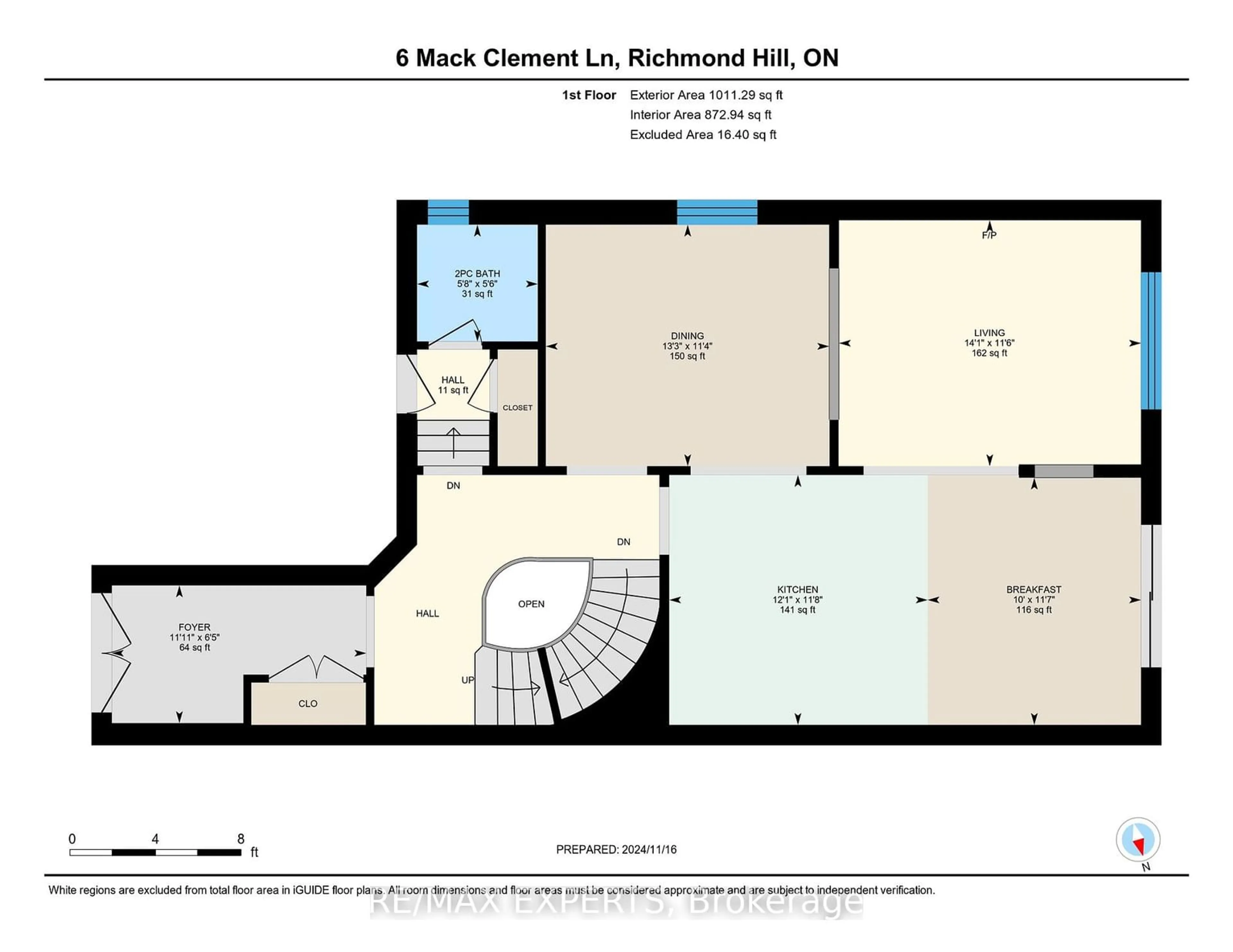 Floor plan for 6 Mack Clement Lane, Richmond Hill Ontario L4S 1K7