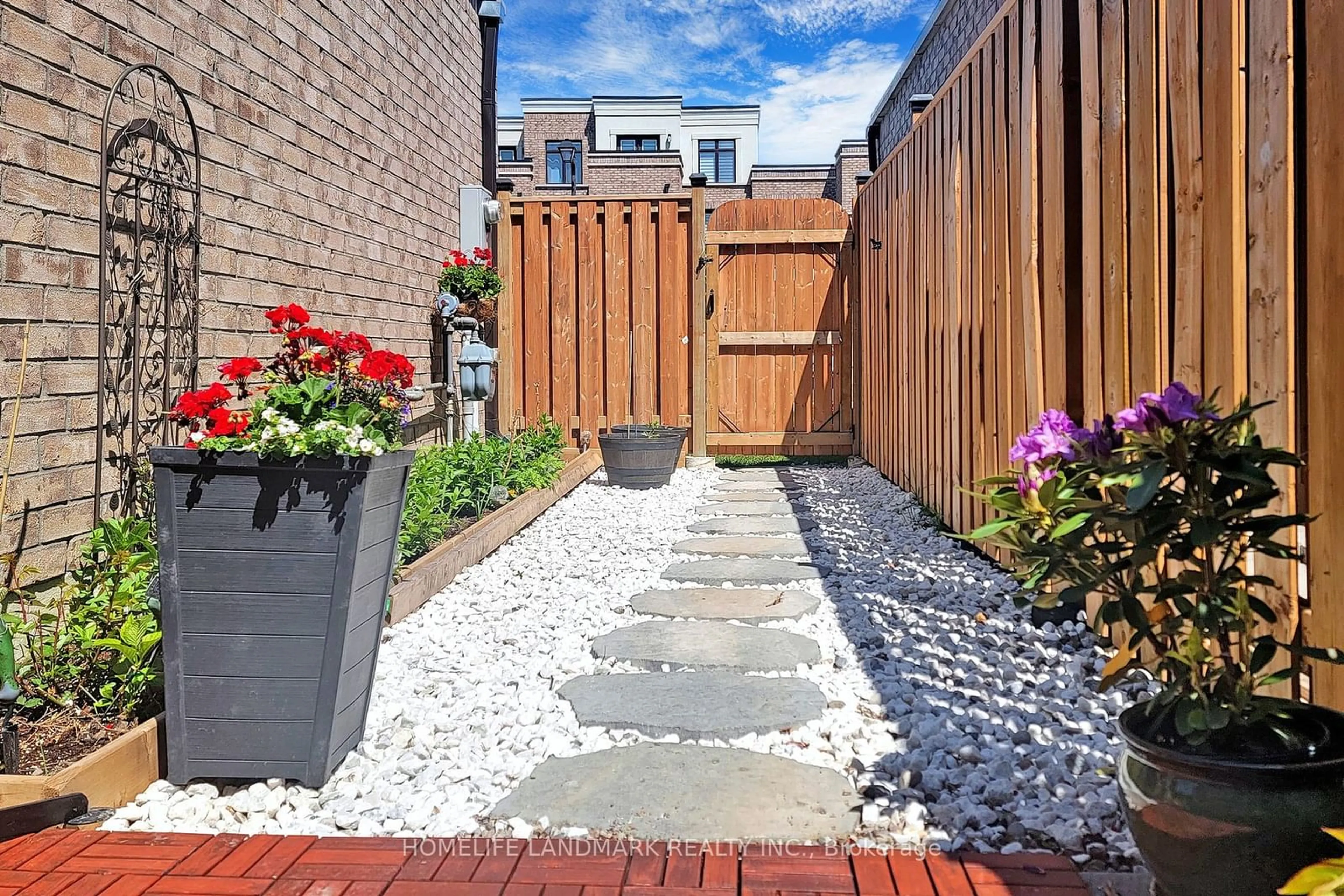 Patio, the fenced backyard for 1178 Wellington St, Aurora Ontario L4G 2C9