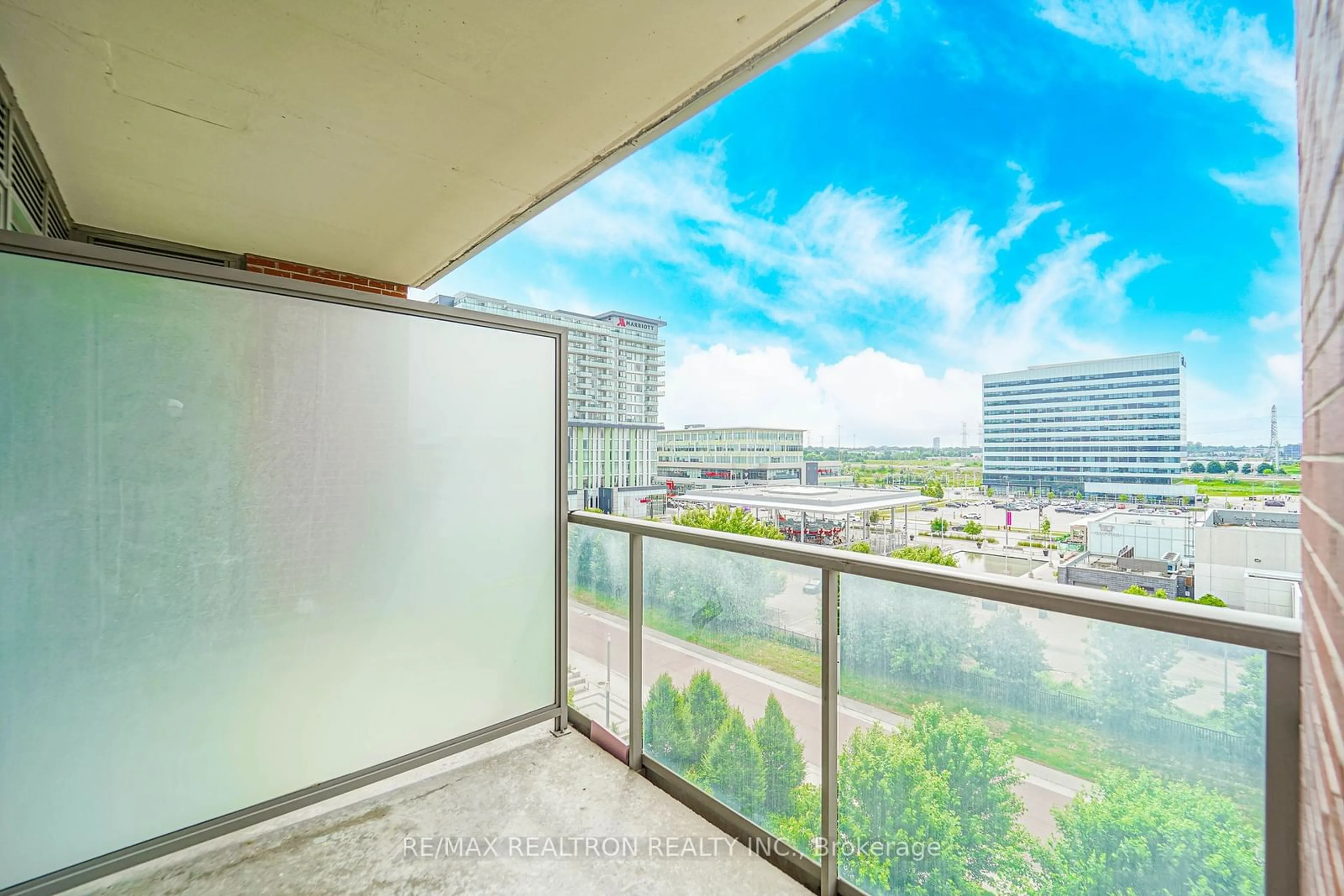 Balcony in the apartment, the street view for 57 Upper Duke Cres #609, Markham Ontario L6G 0B7