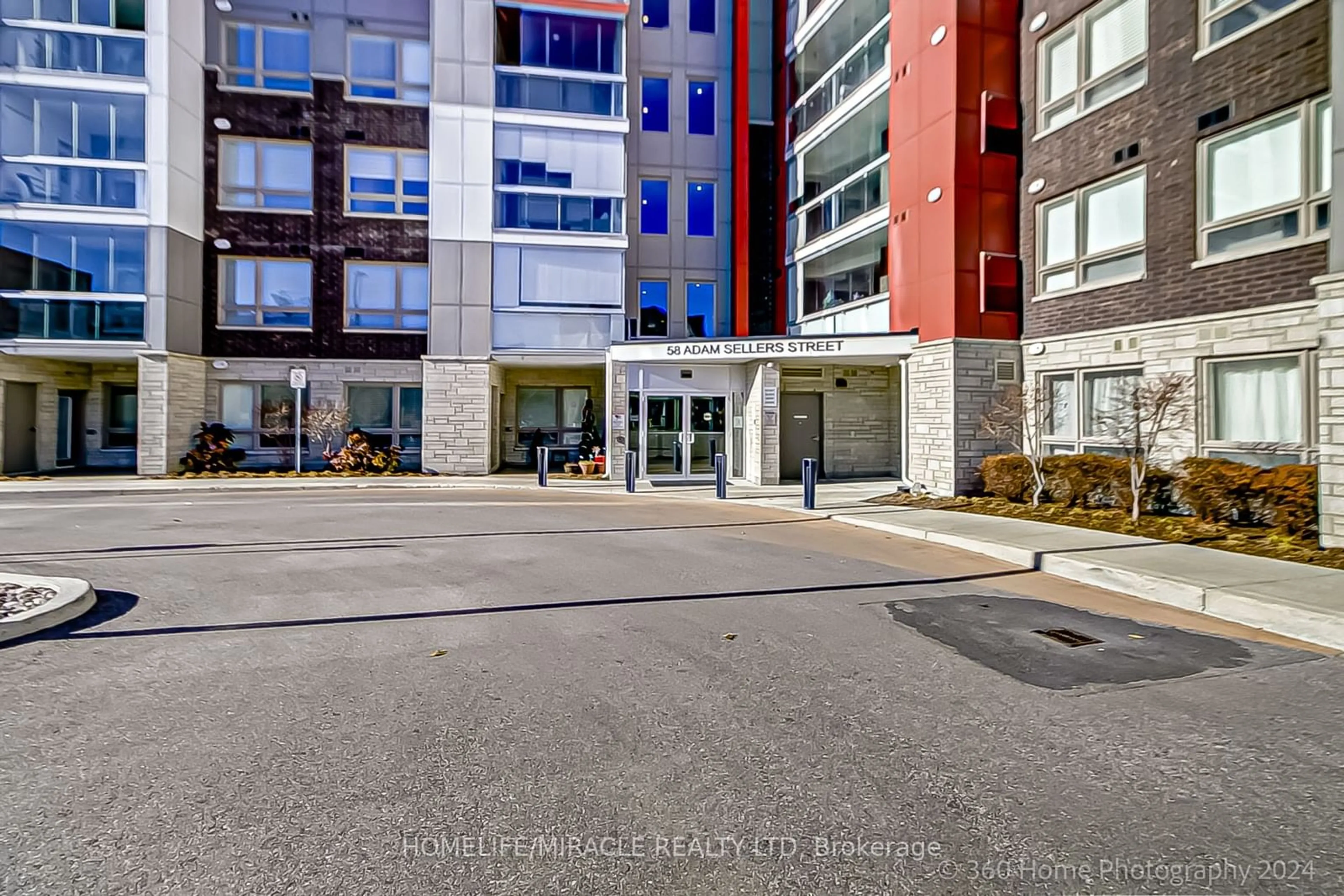 A pic from exterior of the house or condo, the front or back of building for 58 Adam Sellers St #408, Markham Ontario L6B 1P5