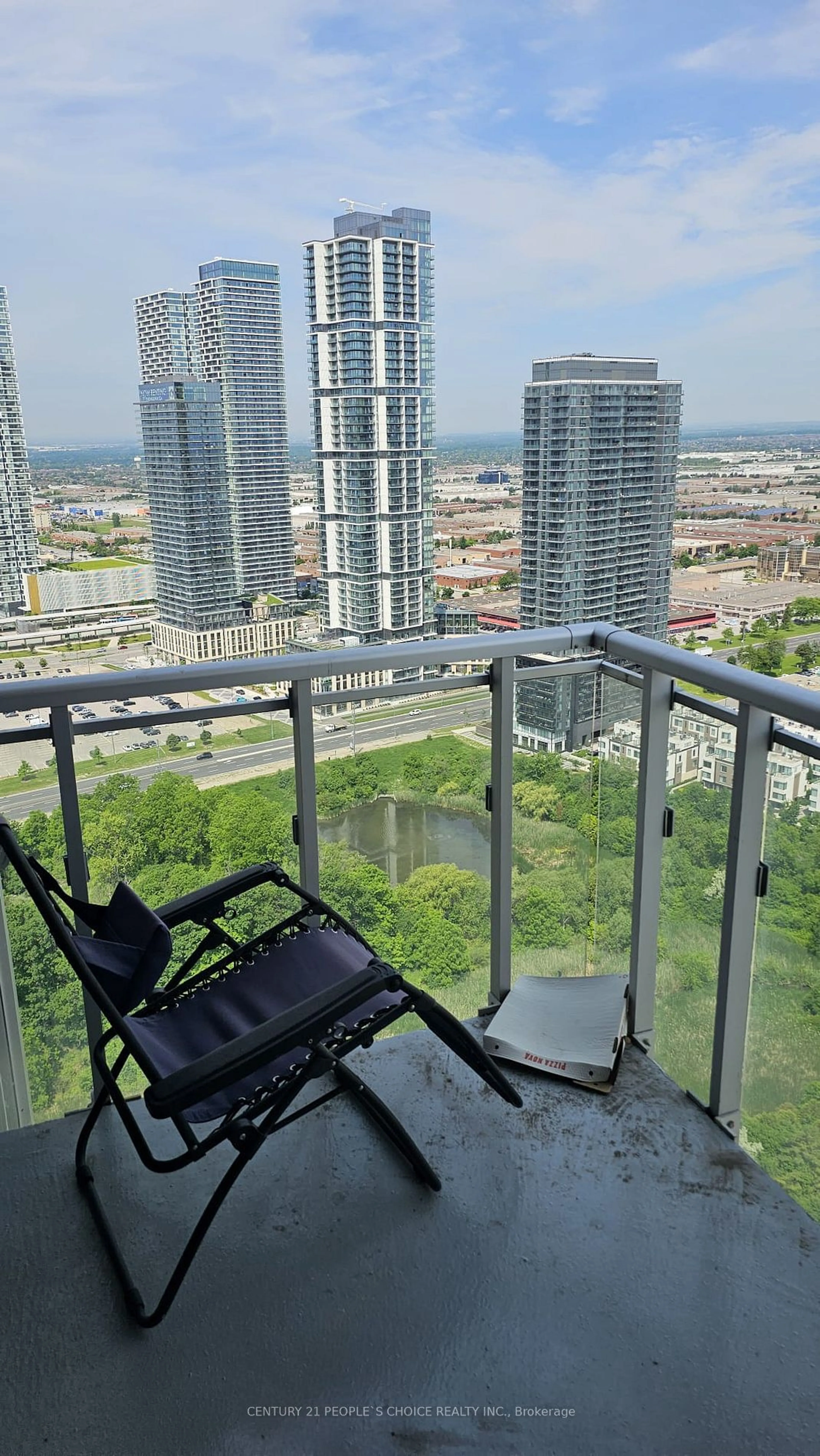 Balcony in the apartment, the view of city buildings for 2916 Highway 7 #3207, Vaughan Ontario L4K 0K6