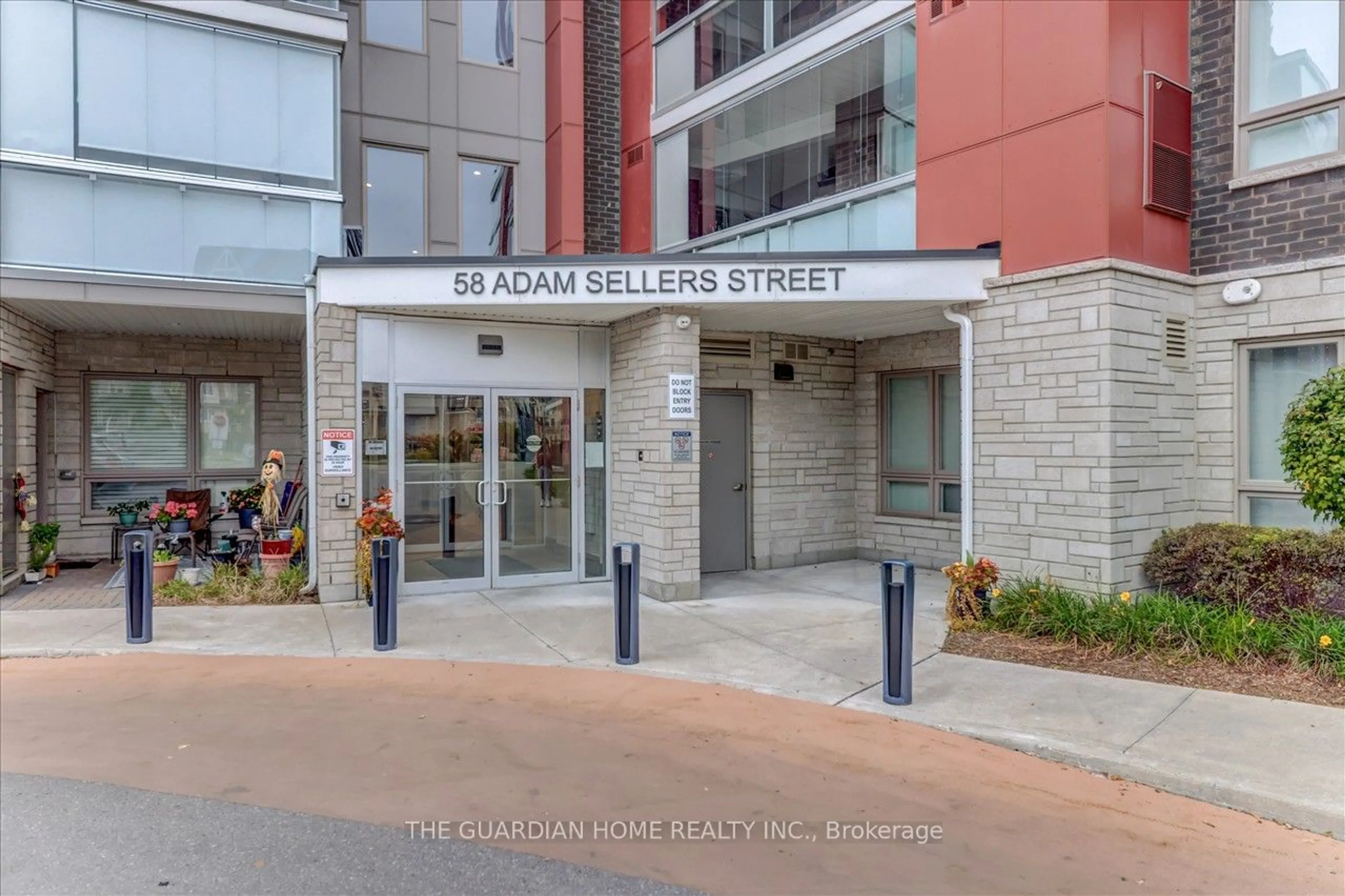 A pic from exterior of the house or condo, the street view for 58 Adam Sellers St #114, Markham Ontario L6B 1P5