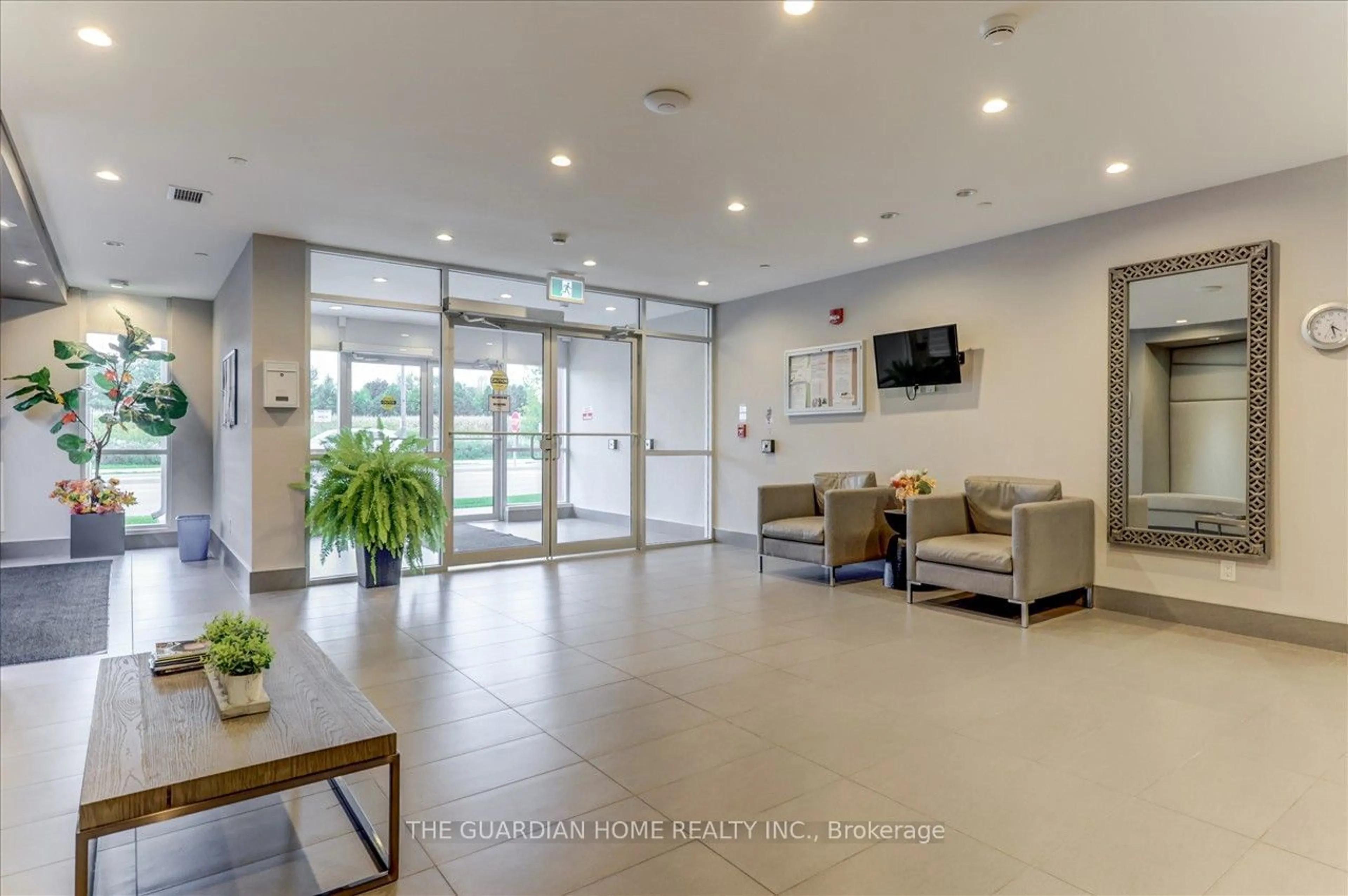 Indoor lobby, ceramic floors for 58 Adam Sellers St #114, Markham Ontario L6B 1P5