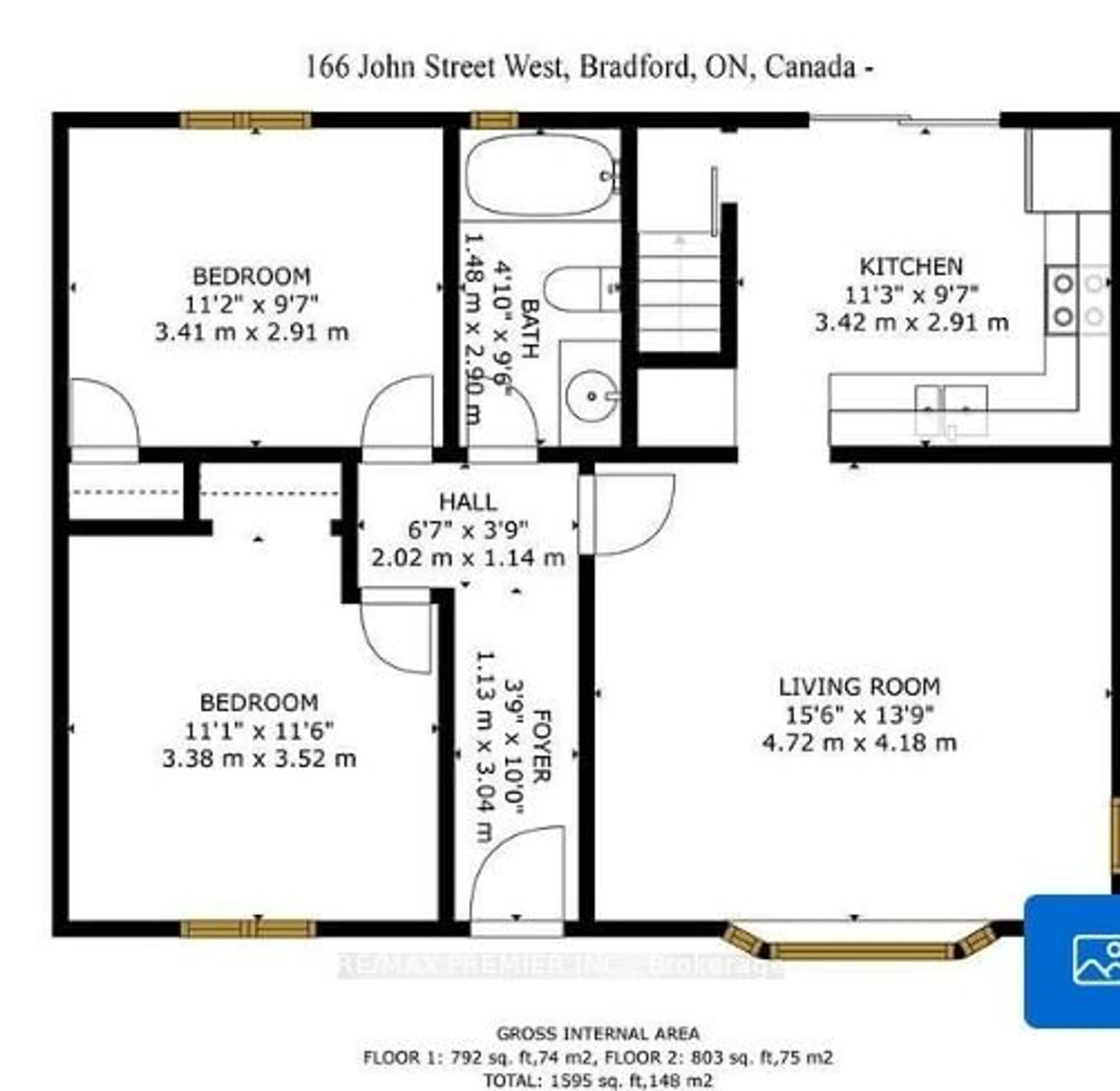 Floor plan for 166 John St, Bradford West Gwillimbury Ontario L3Z 2A7