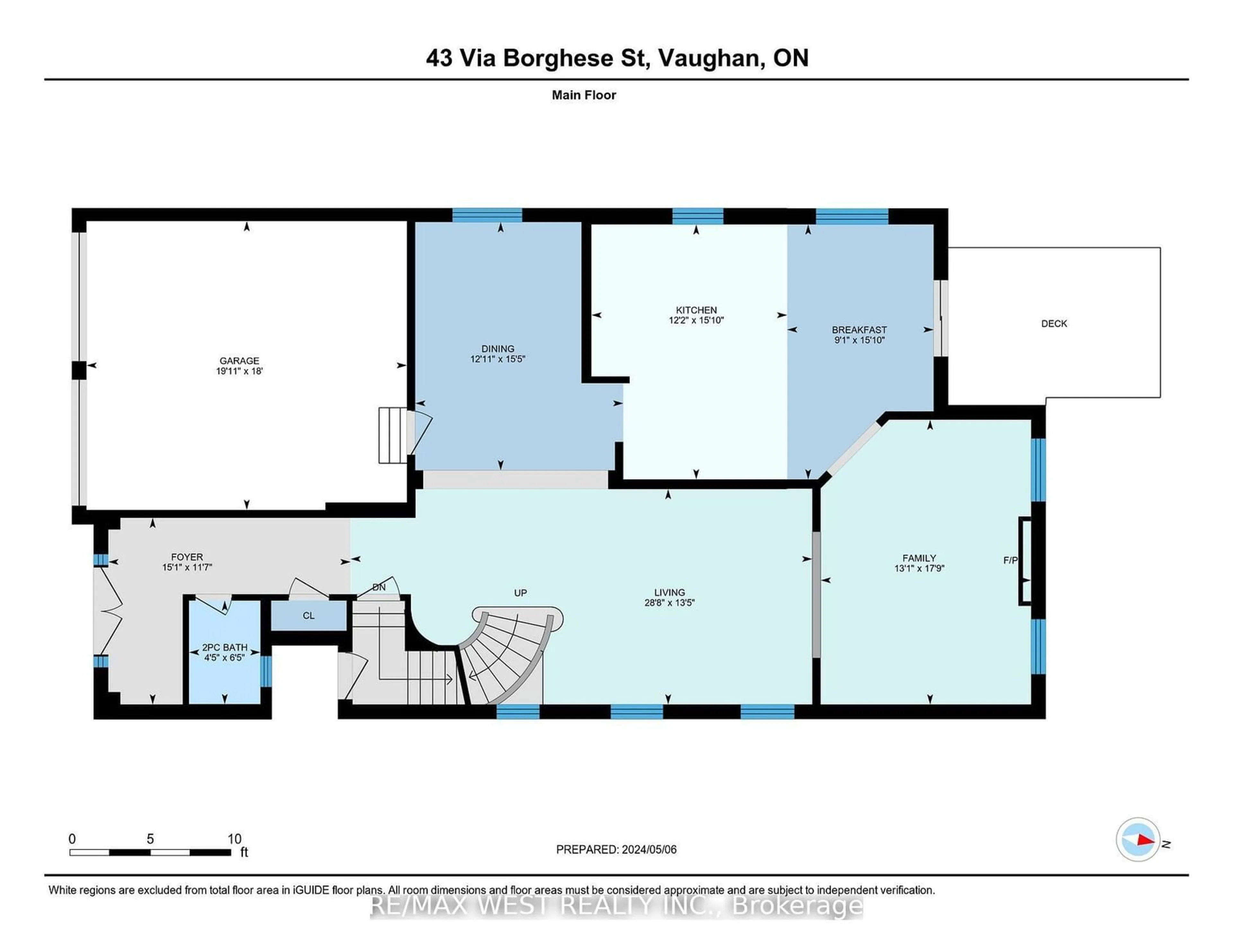 Floor plan for 43 Via Borghese St, Vaughan Ontario L4H 0Y6