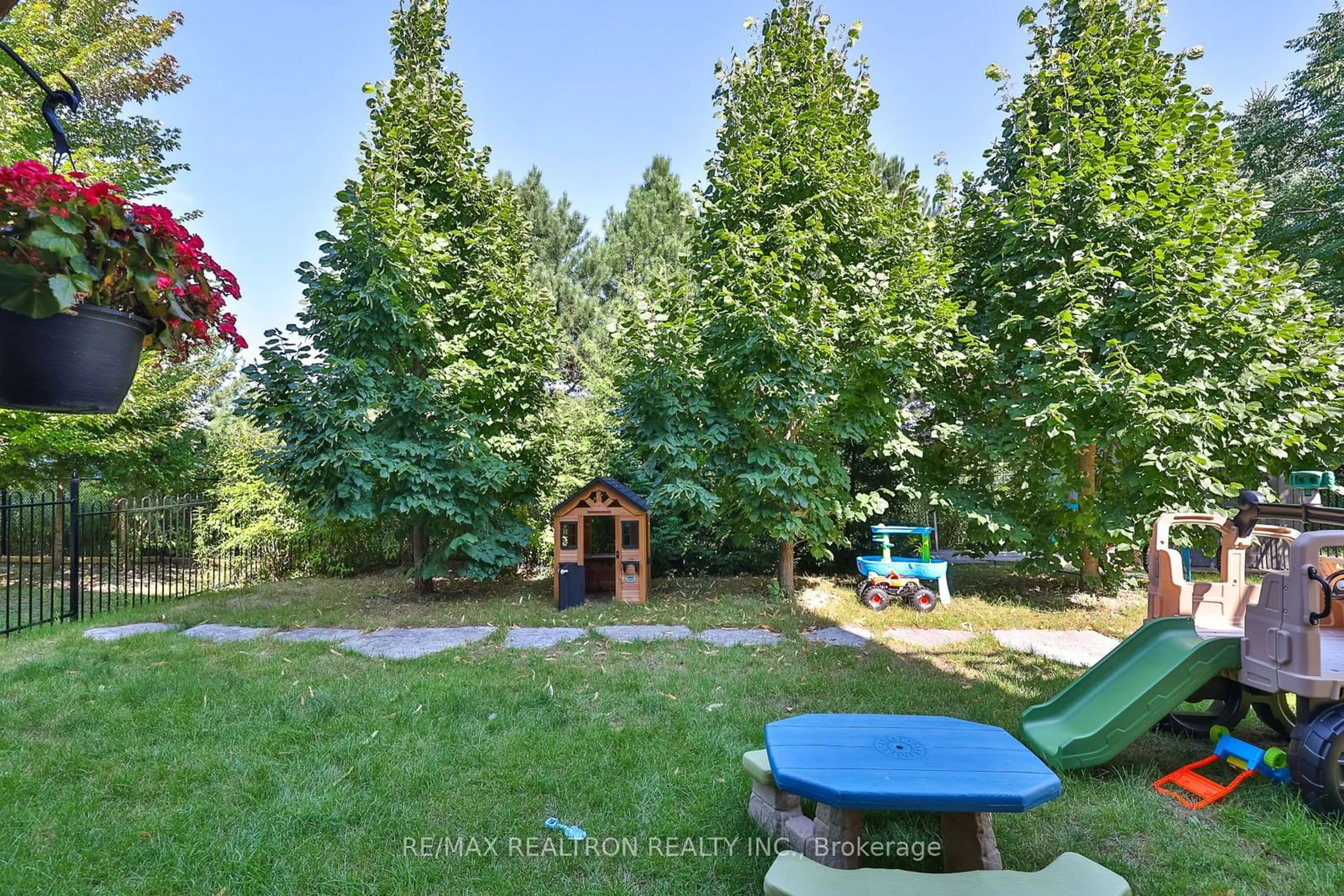 Patio, the fenced backyard for 18 Gracedale Dr, Richmond Hill Ontario L4C 0Y3