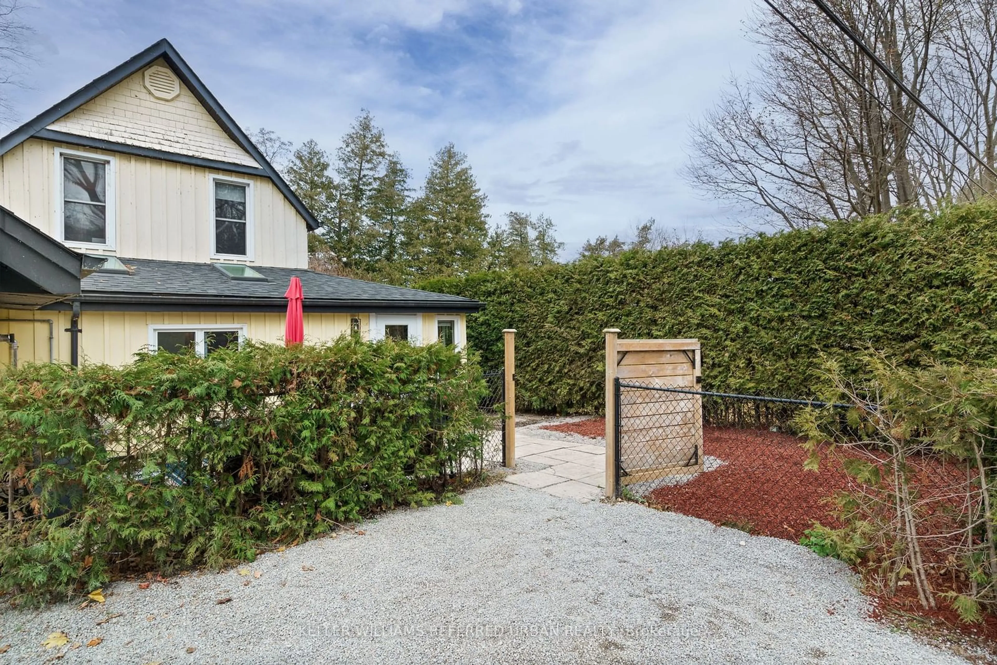 A pic from exterior of the house or condo, the fenced backyard for 168 Morrison Ave, Brock Ontario L0K 1A0