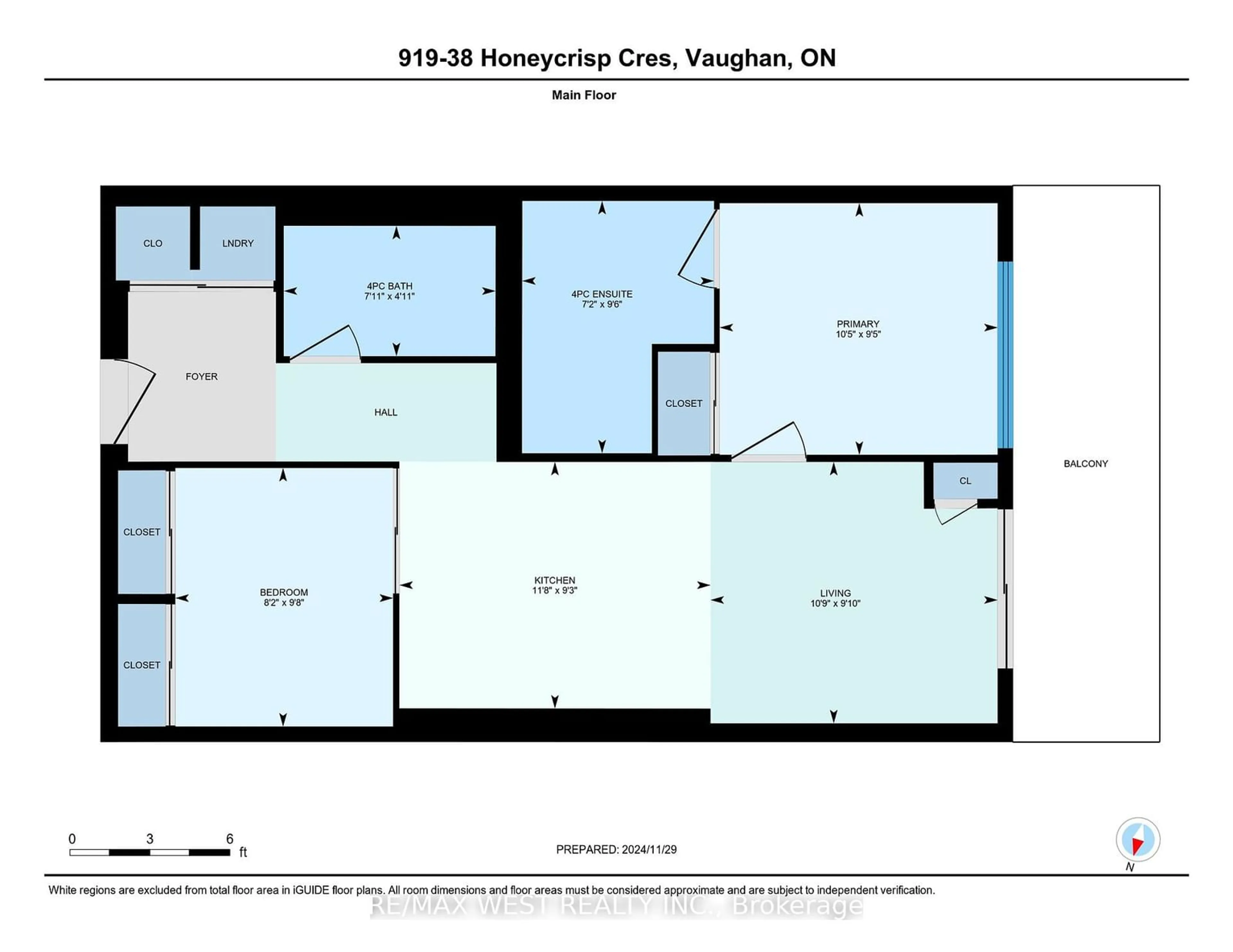 Floor plan for 38 Honeycrisp Cres #919, Vaughan Ontario L4K 0M8