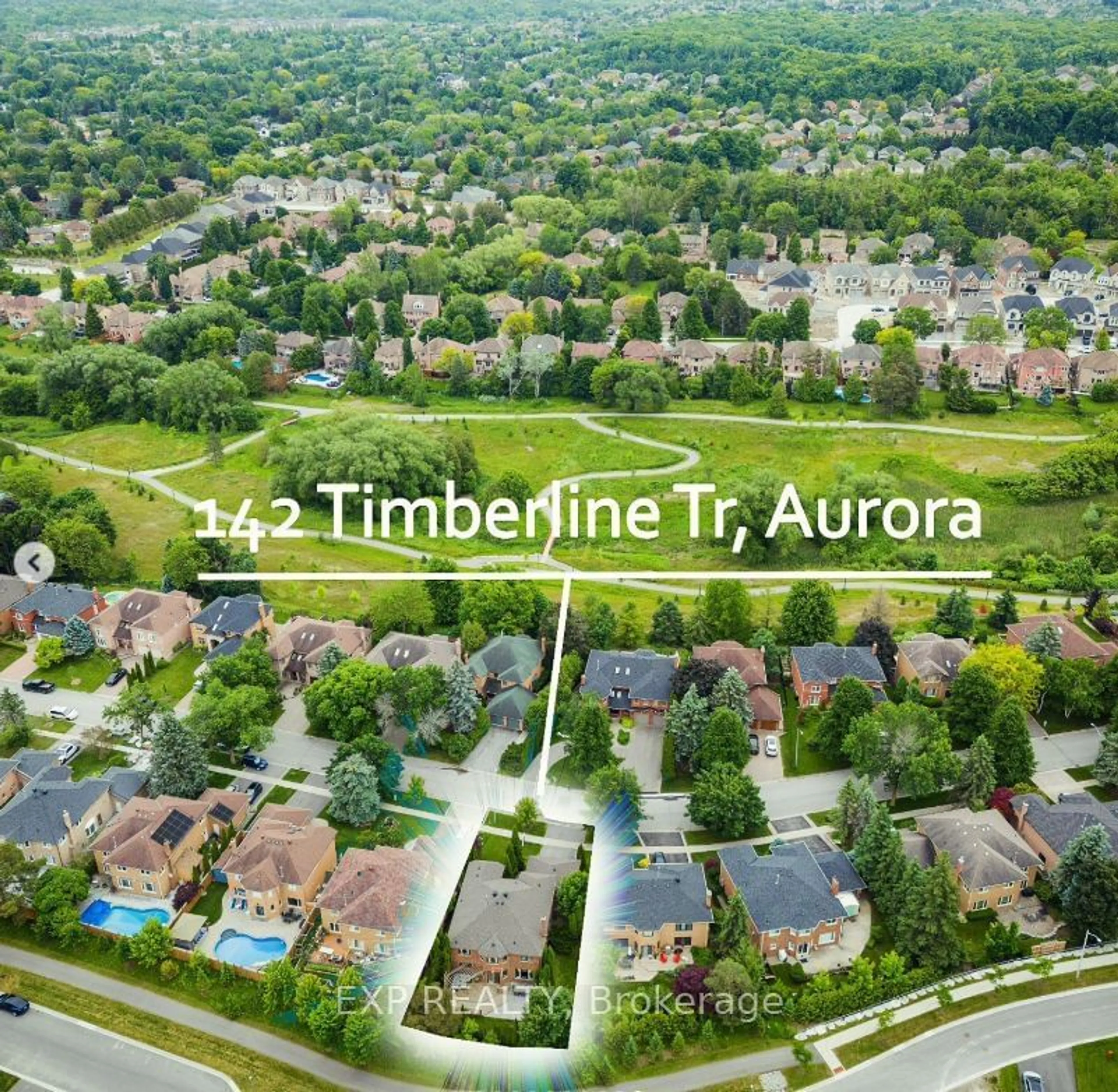 Frontside or backside of a home, the street view for 142 Timberline Tr, Aurora Ontario L4G 5Z5