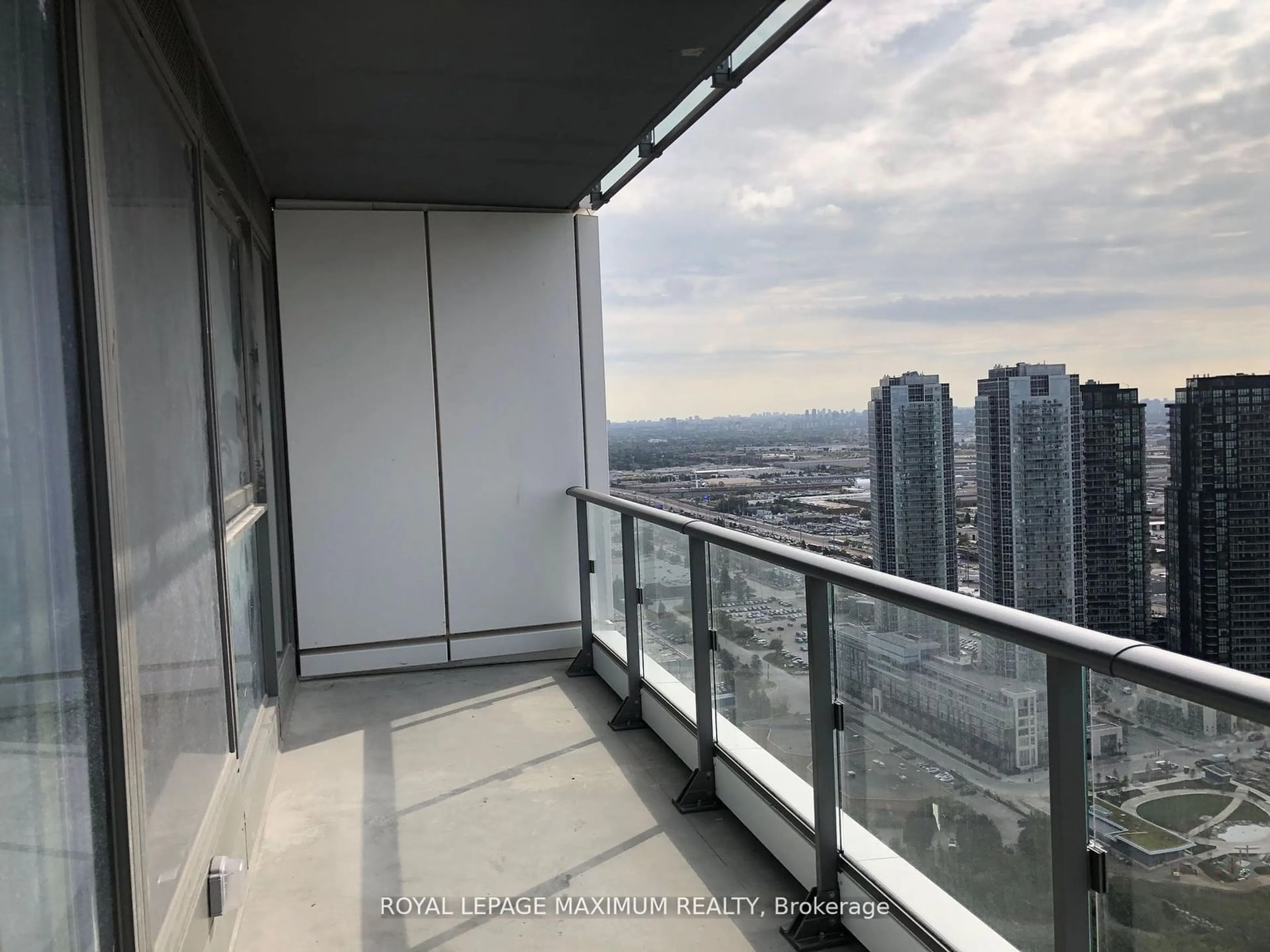 Balcony in the apartment, the view of city buildings for 7890 Jane St #4102, Vaughan Ontario L4K 0K9