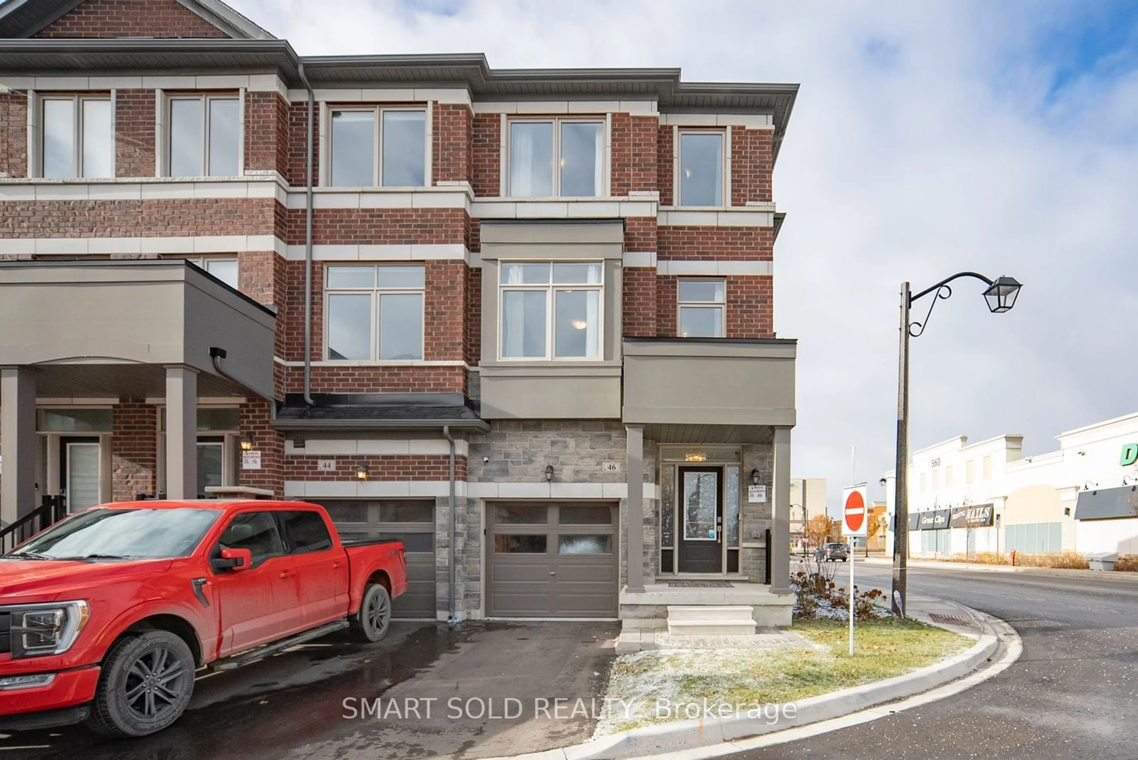 A pic from exterior of the house or condo, the street view for 46 Sissons Way, Markham Ontario L6B 1R2