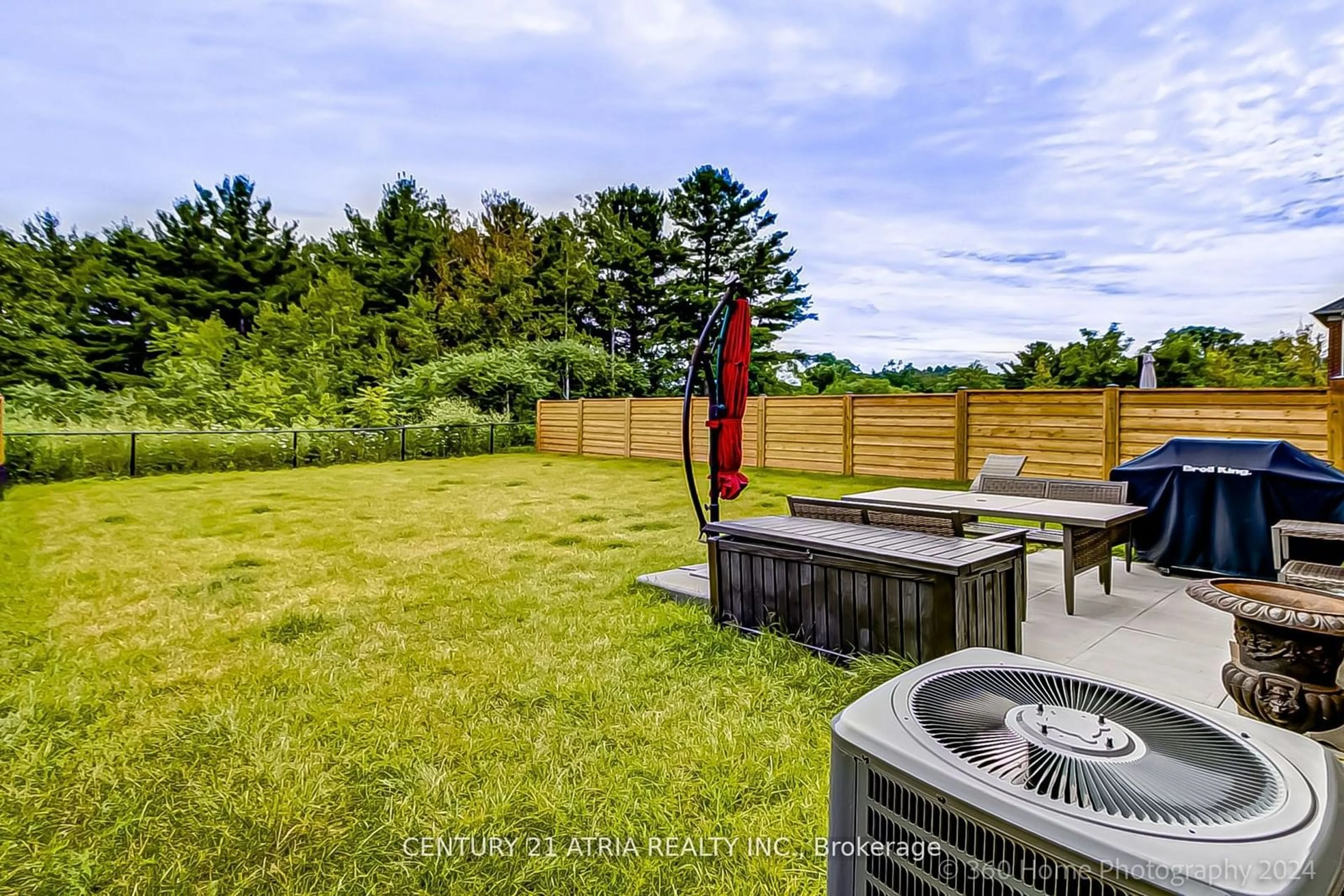 Patio, the fenced backyard for 51 Woodhaven Ave, Aurora Ontario L4G 3Y1