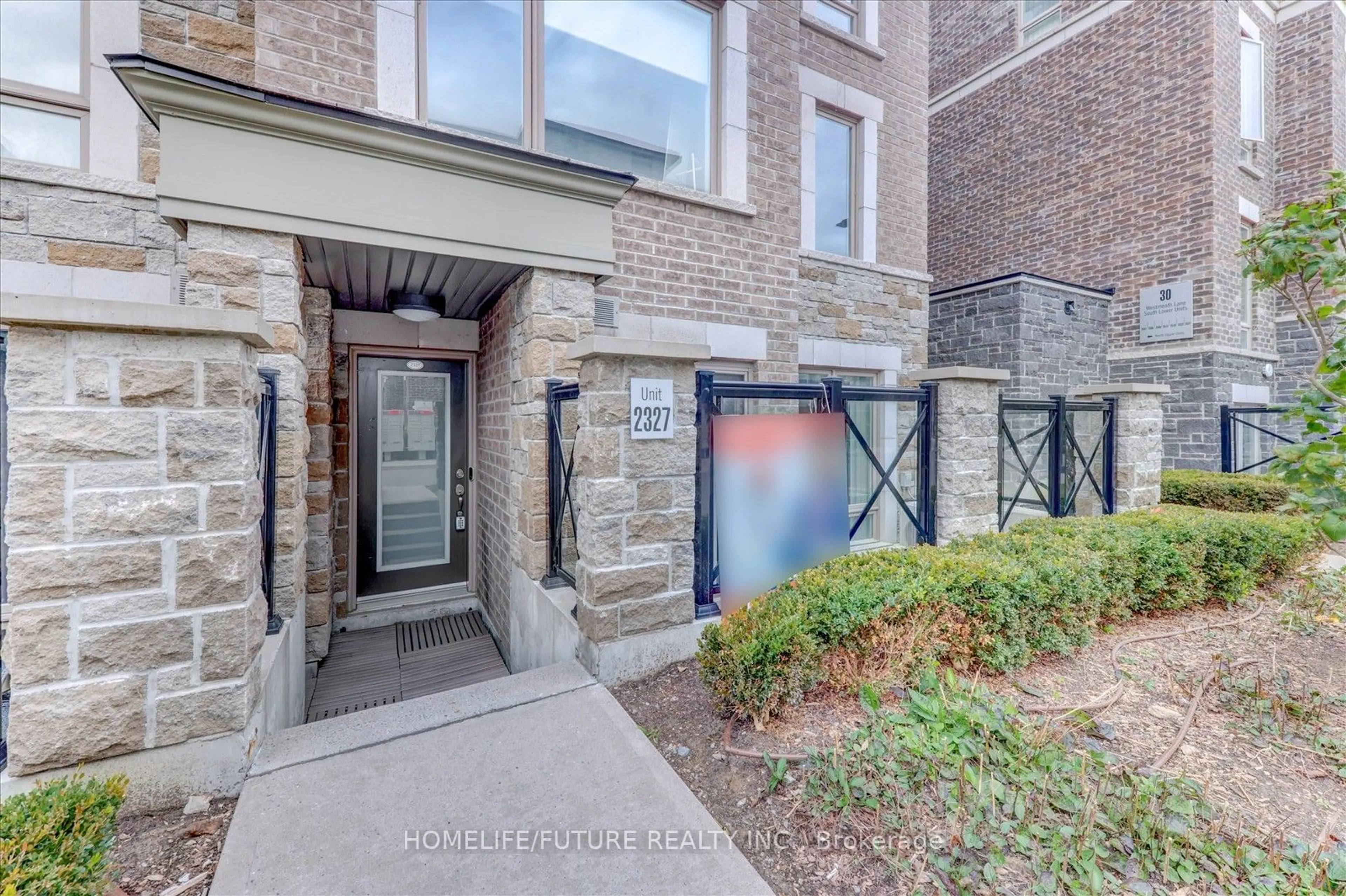 A pic from exterior of the house or condo, the street view for 20 Westmeath Lane #2327, Markham Ontario L6B 1N5