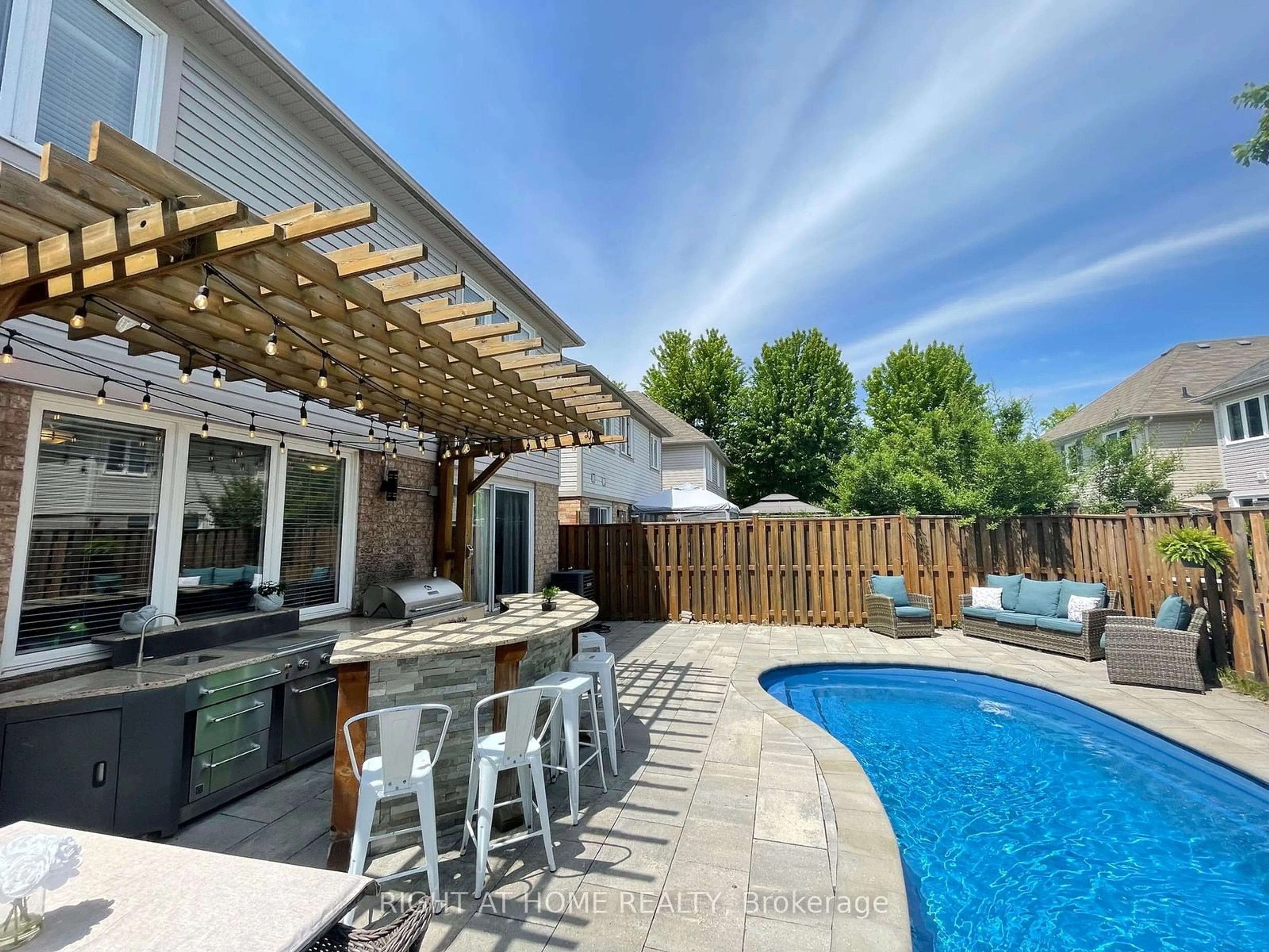 Patio, the fenced backyard for 58 Dunning Dr, New Tecumseth Ontario L9R 0B5