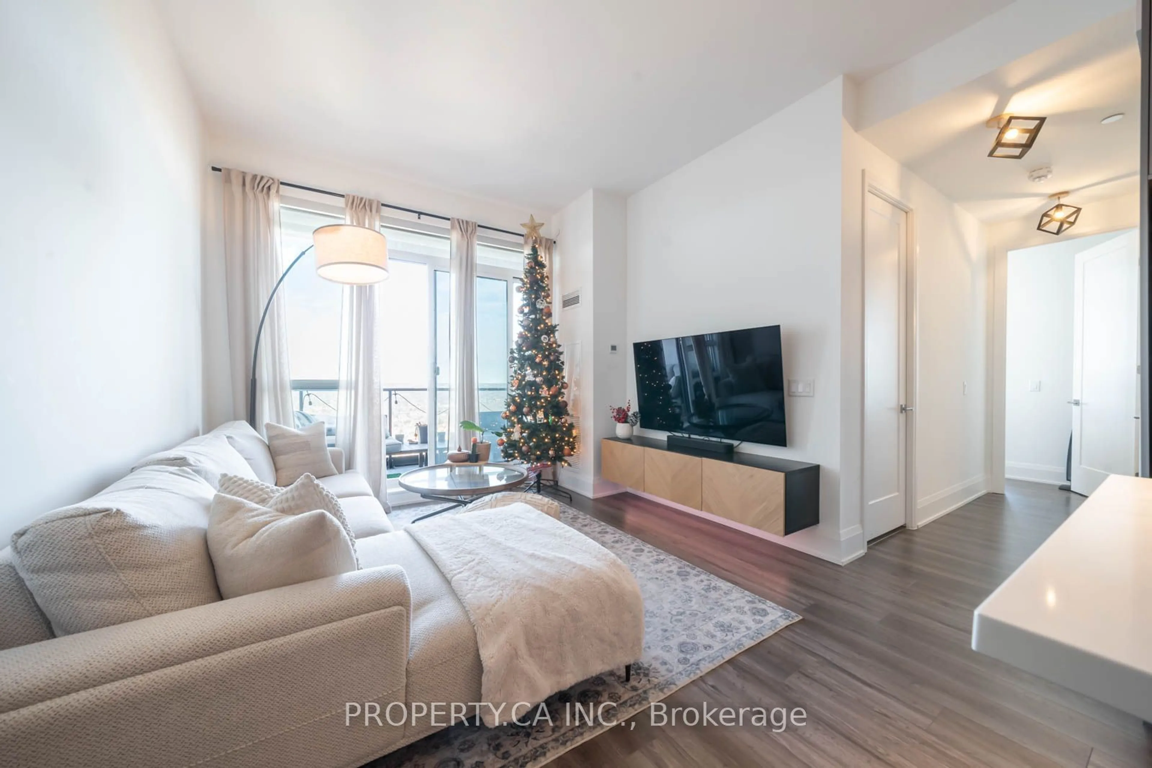 Living room, wood floors for 12 Gandhi Lane #3602, Markham Ontario L3T 0G8