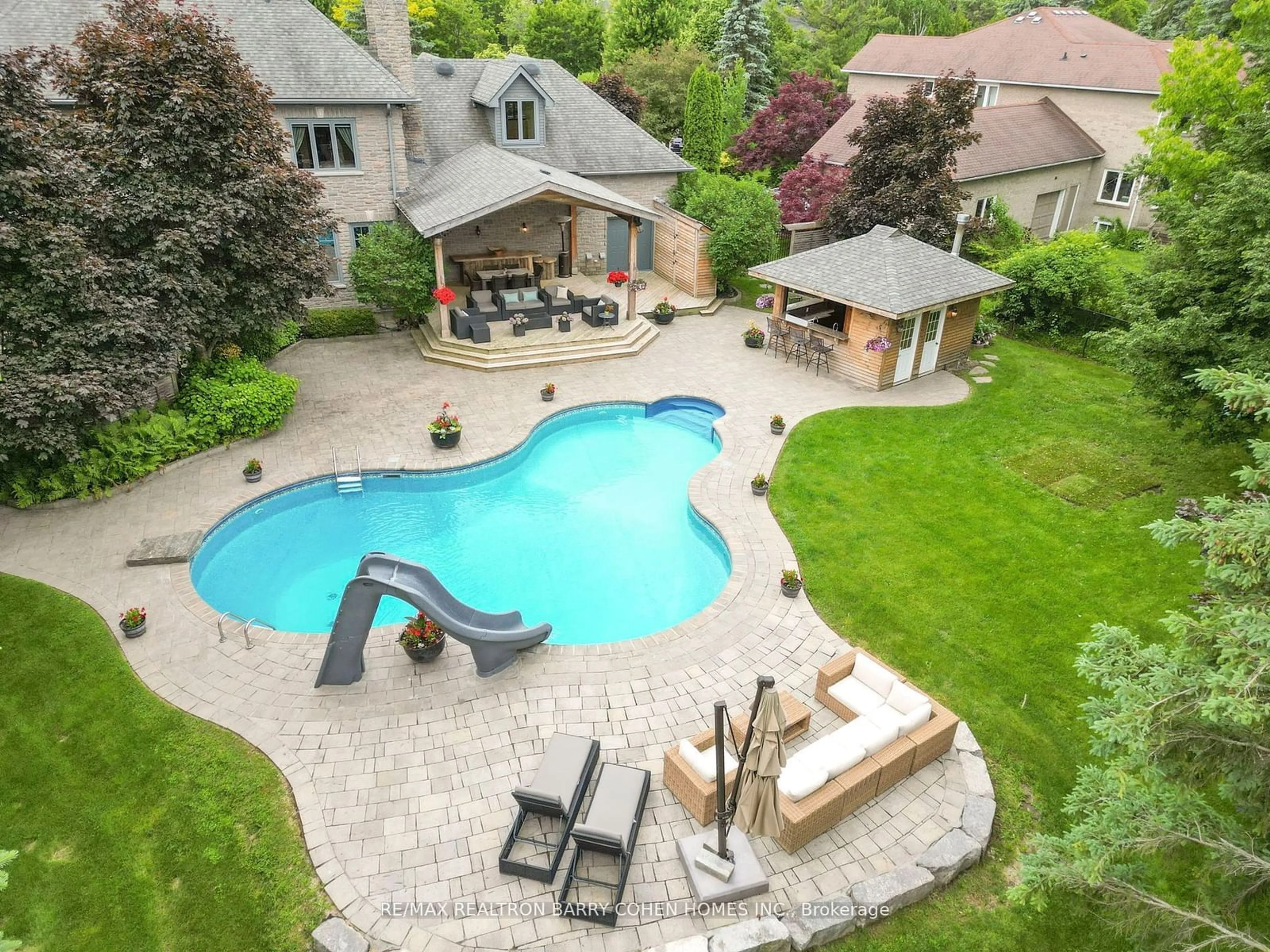 Frontside or backside of a home, the fenced backyard for 157 Treegrove Circ, Aurora Ontario L4G 6M1