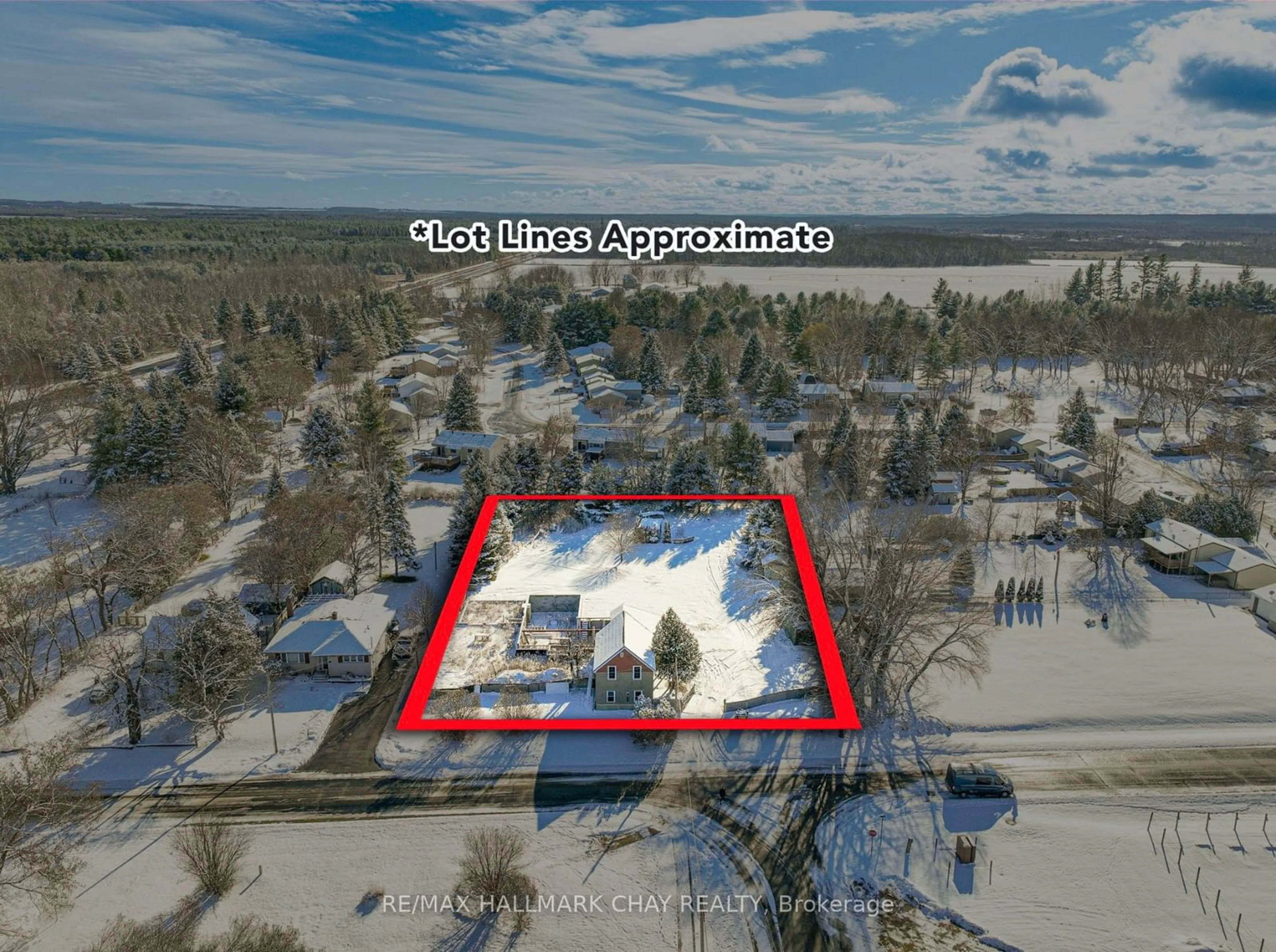 A pic from outside/outdoor area/front of a property/back of a property/a pic from drone, water/lake/river/ocean view for 51 King St, Adjala-Tosorontio Ontario L0M 1M0