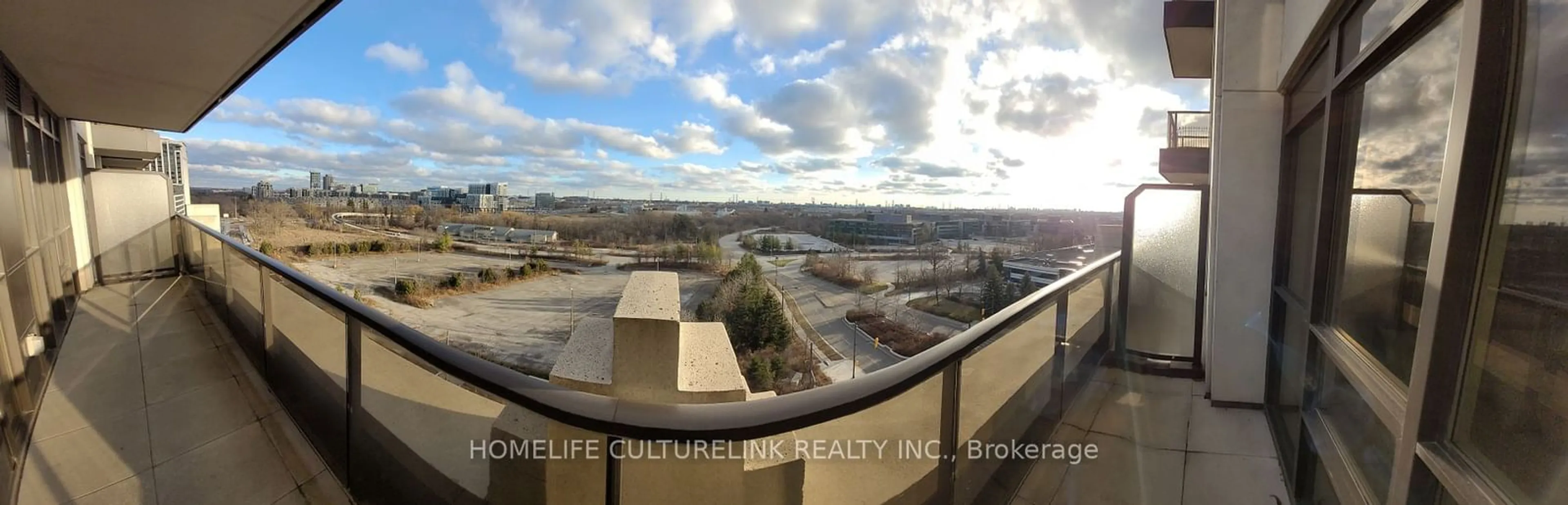 Balcony in the apartment, city buildings view from balcony for 99 SOUTH TOWN CENTRE Blvd #1008, Markham Ontario L6G 0E9