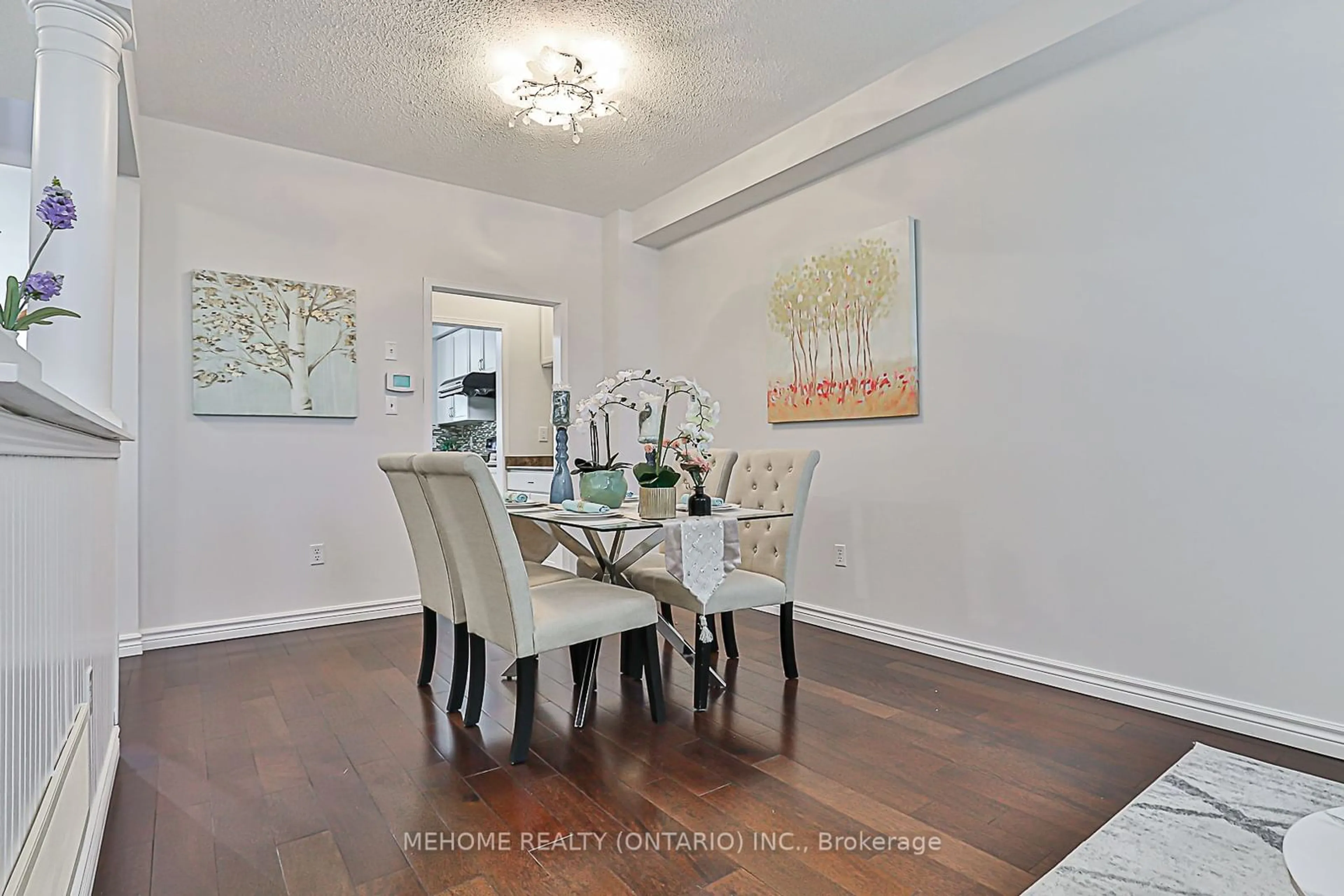 Dining room, wood/laminate floor for 48 Pike Lane, Markham Ontario L6B 1G3