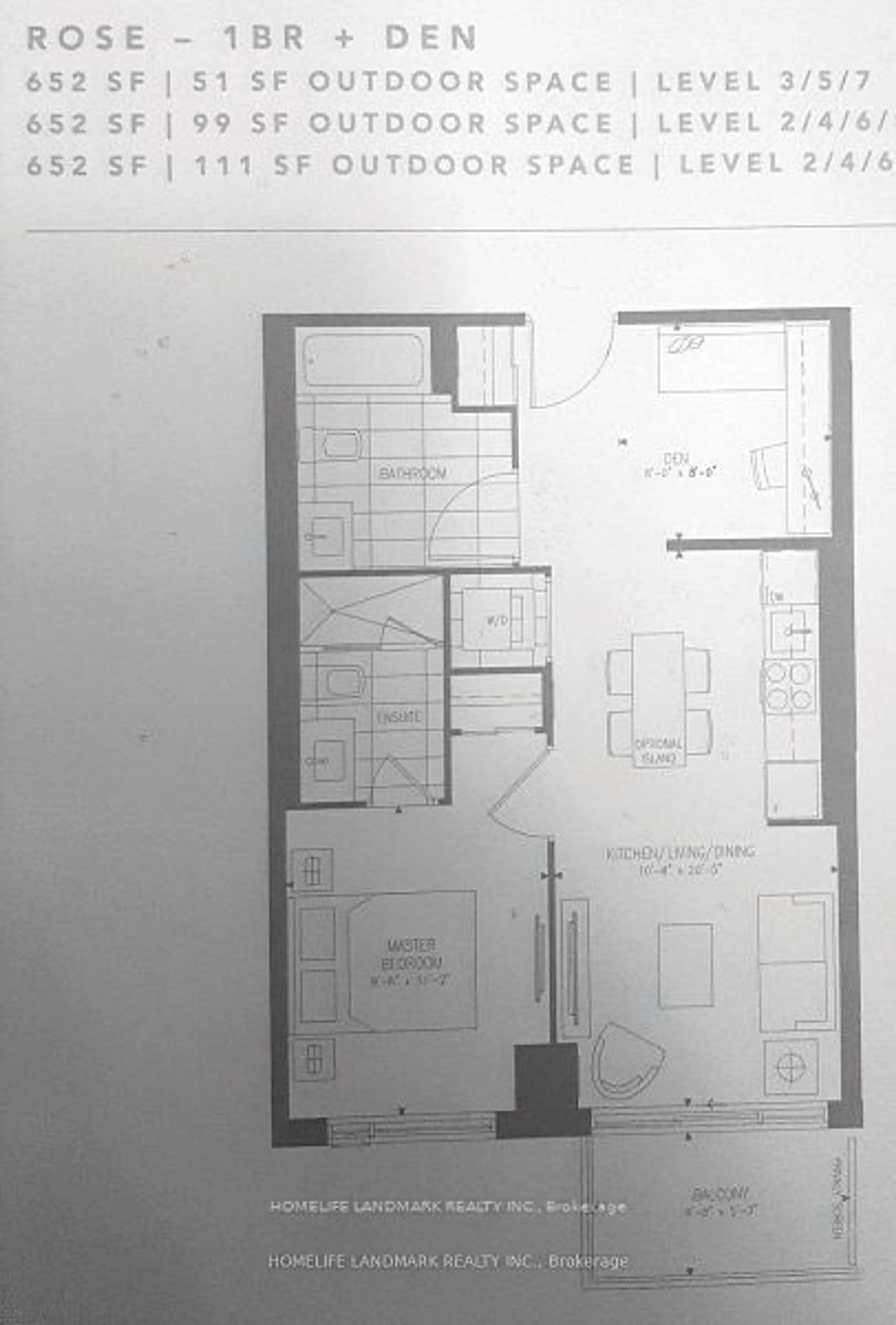 Floor plan for 6 David Eyer Rd #508, Richmond Hill Ontario L4S 0N5