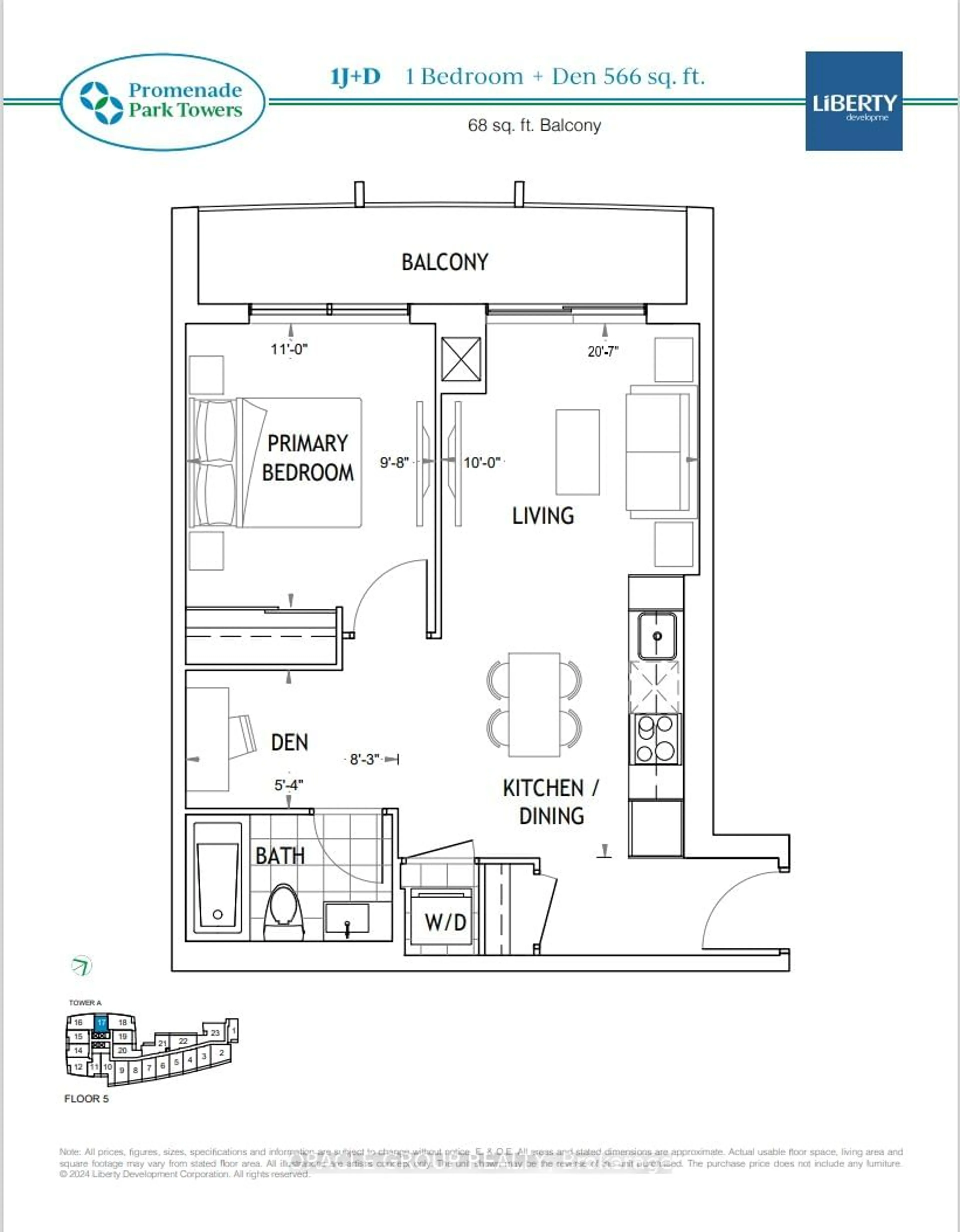 Floor plan for 30 Upper Mall Way #A-517, Vaughan Ontario L4J 0L7