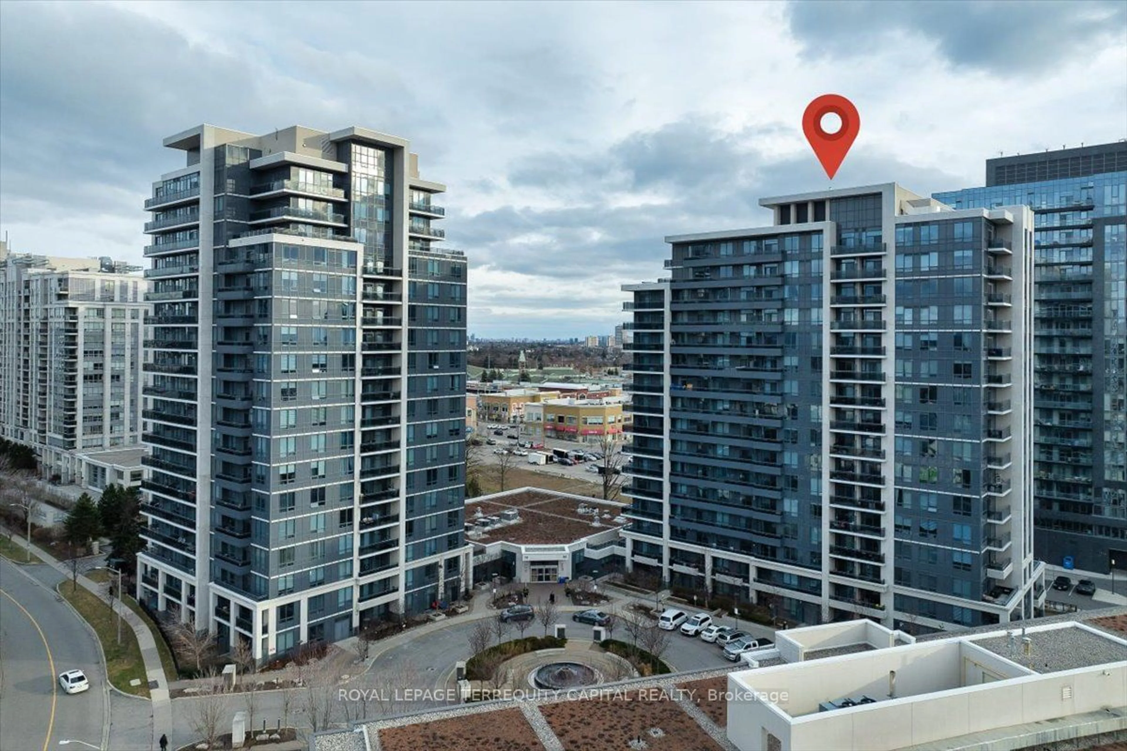 A pic from outside/outdoor area/front of a property/back of a property/a pic from drone, city buildings view from balcony for 85 North Park Rd #505, Vaughan Ontario L4J 0H9