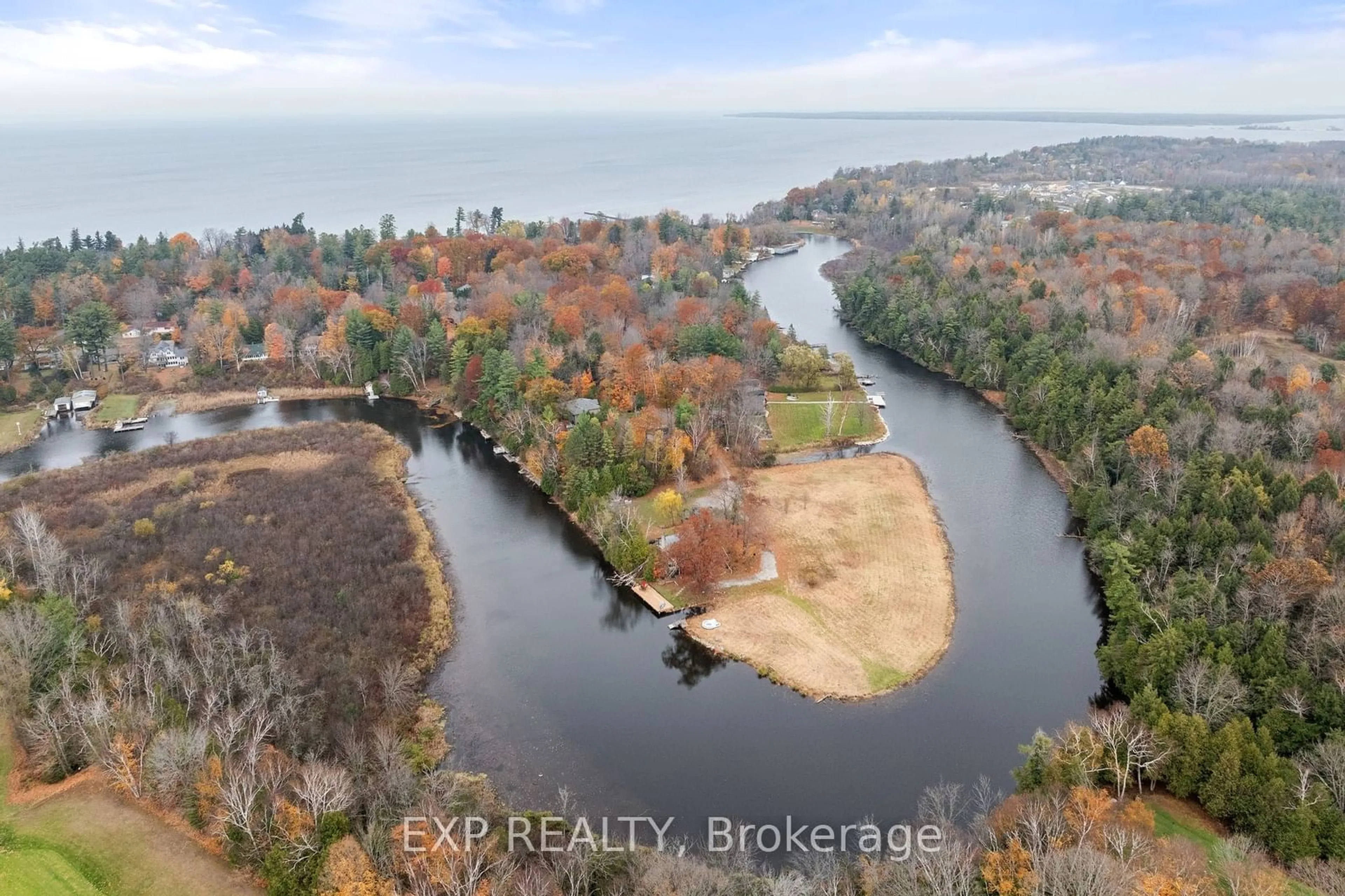 A pic from outside/outdoor area/front of a property/back of a property/a pic from drone, water/lake/river/ocean view for 1 Birch Knoll Rd, Georgina Ontario L0E 1R0