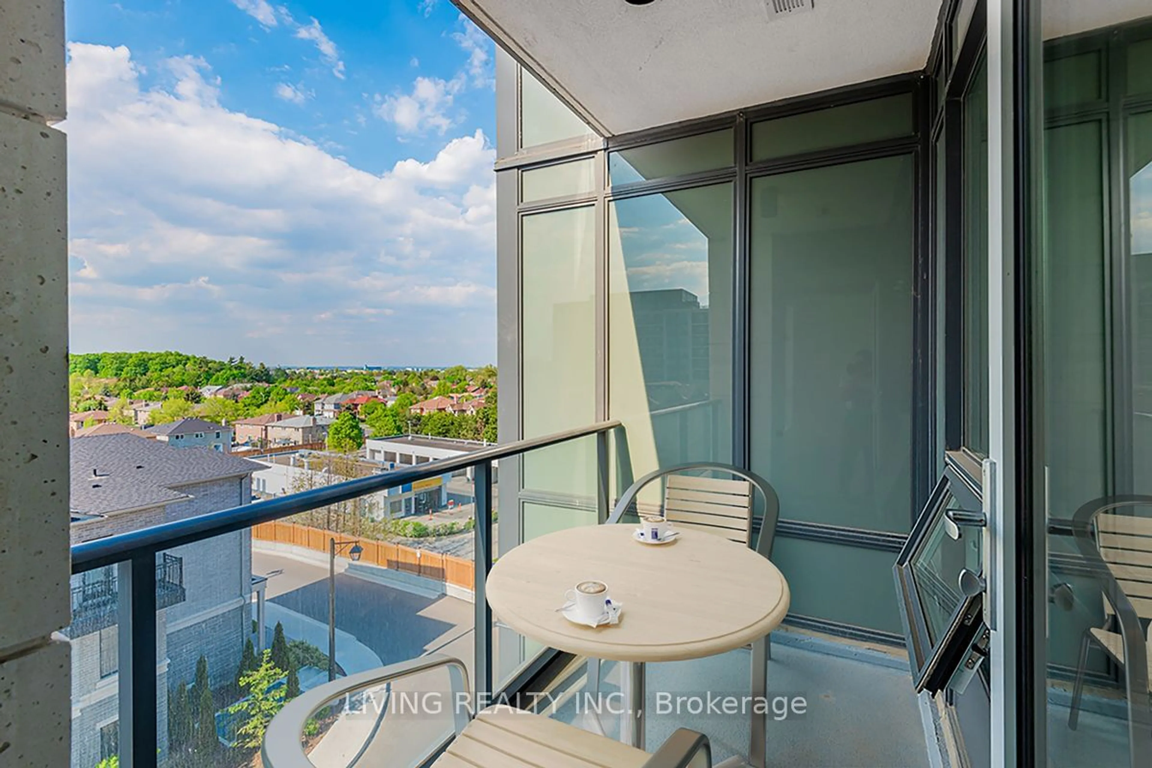 Balcony in the apartment, city buildings view from balcony for 398 Highway 7 Rd #601, Richmond Hill Ontario L4H 0G6