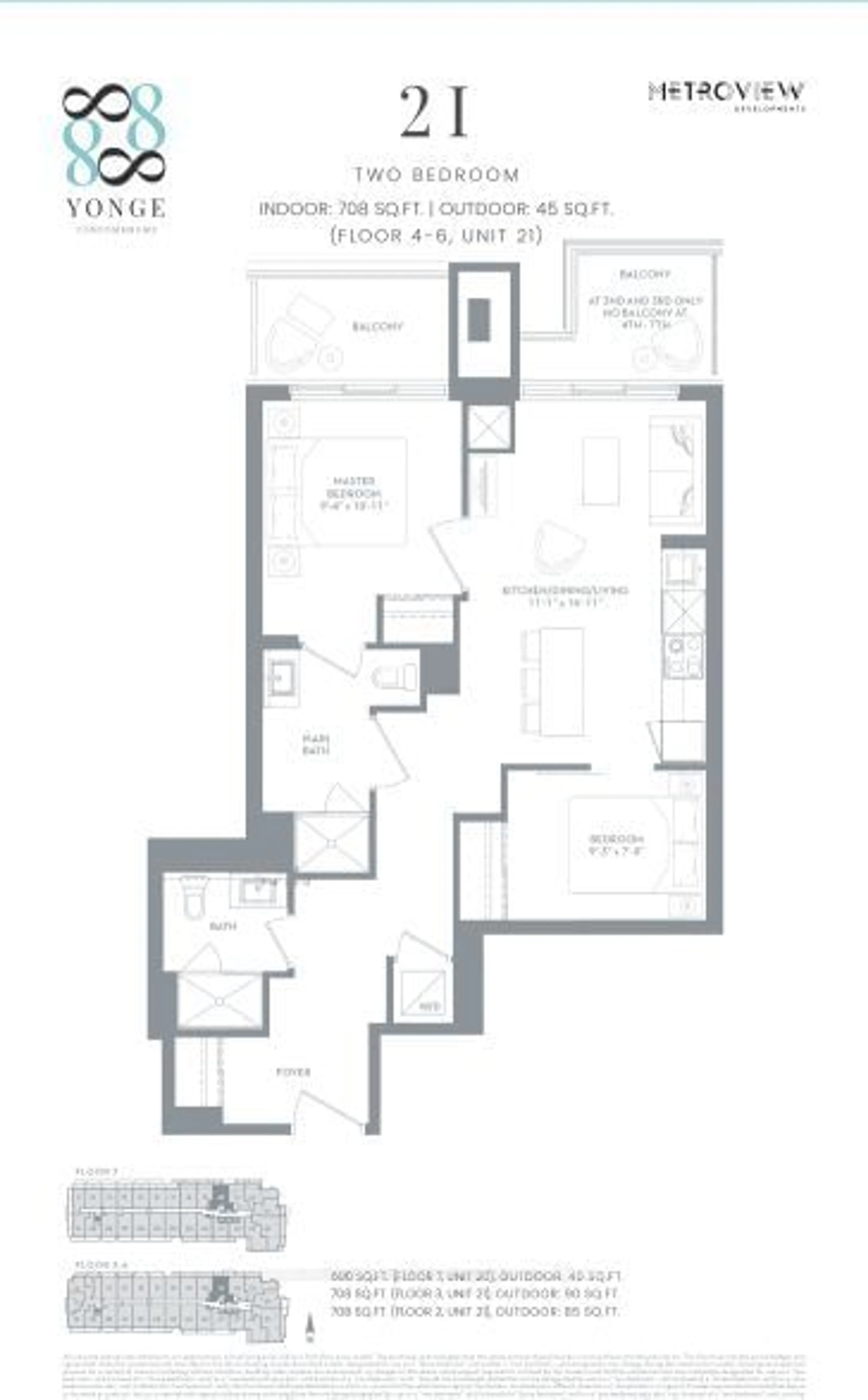 Floor plan for 8888 Yonge St #621, Richmond Hill Ontario L4C 5V6