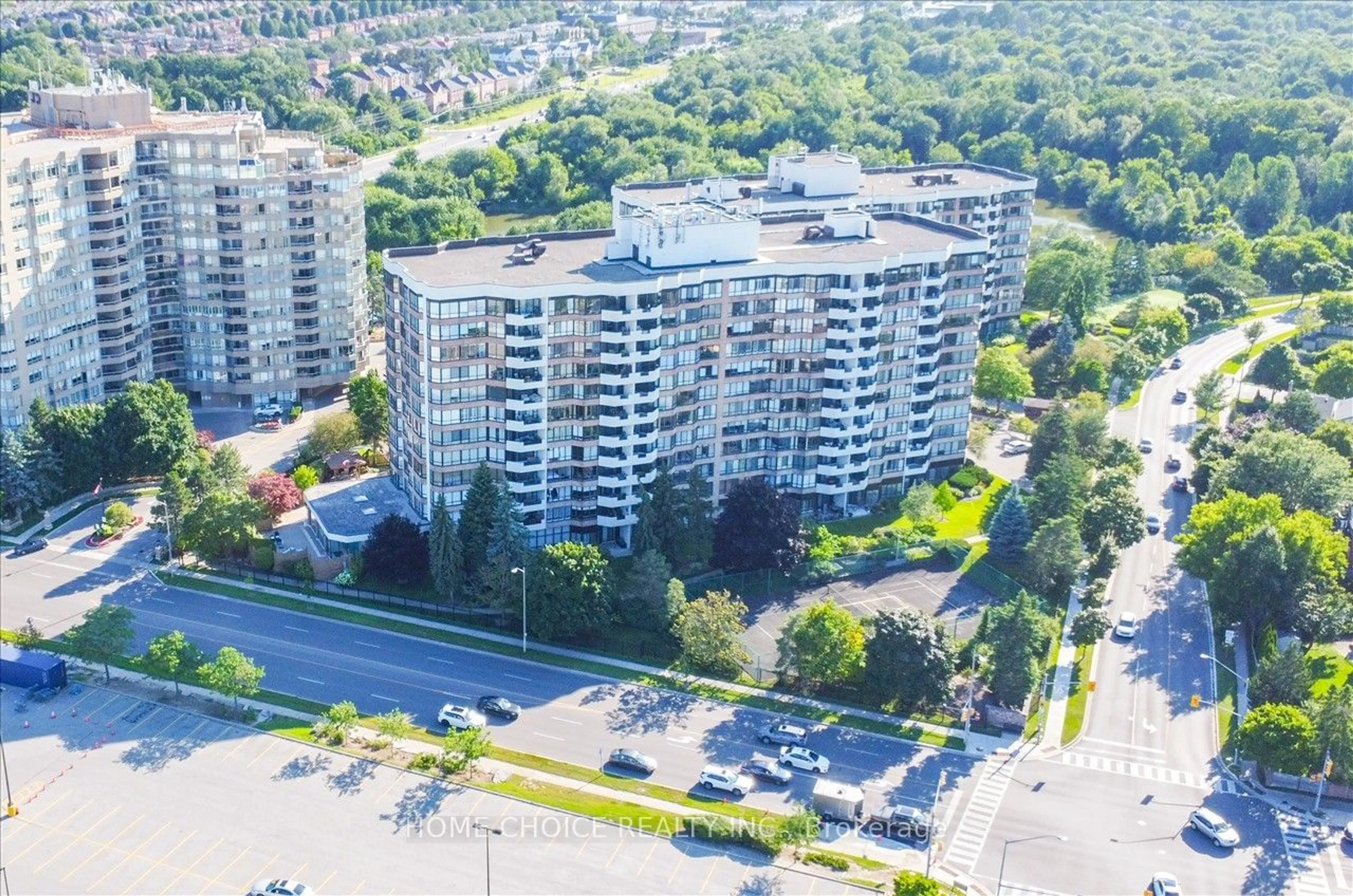 A pic from outside/outdoor area/front of a property/back of a property/a pic from drone, city buildings view from balcony for 610 Bullock Dr #217, Markham Ontario L3R 0G1