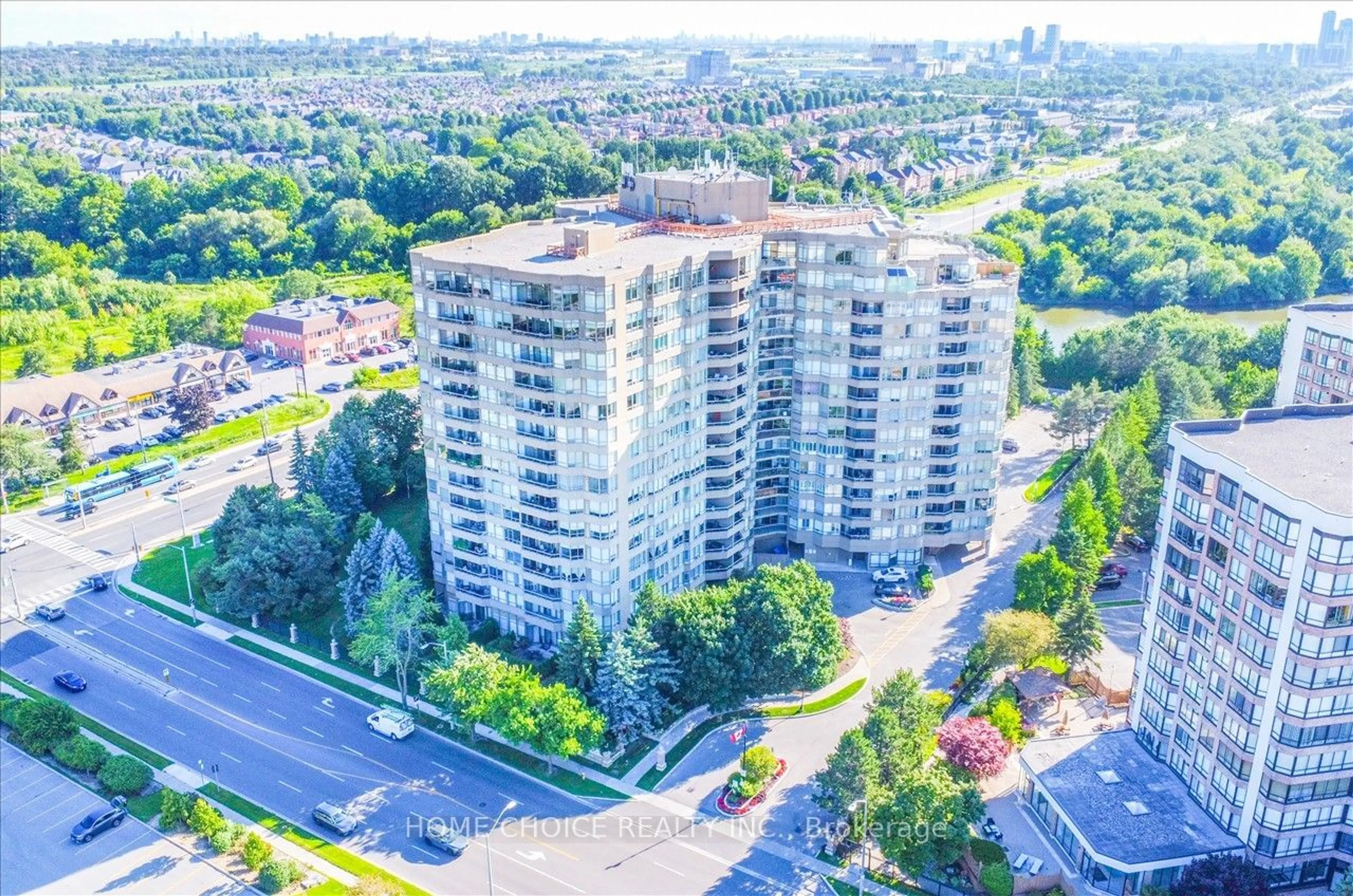 A pic from outside/outdoor area/front of a property/back of a property/a pic from drone, city buildings view from balcony for 610 Bullock Dr #217, Markham Ontario L3R 0G1