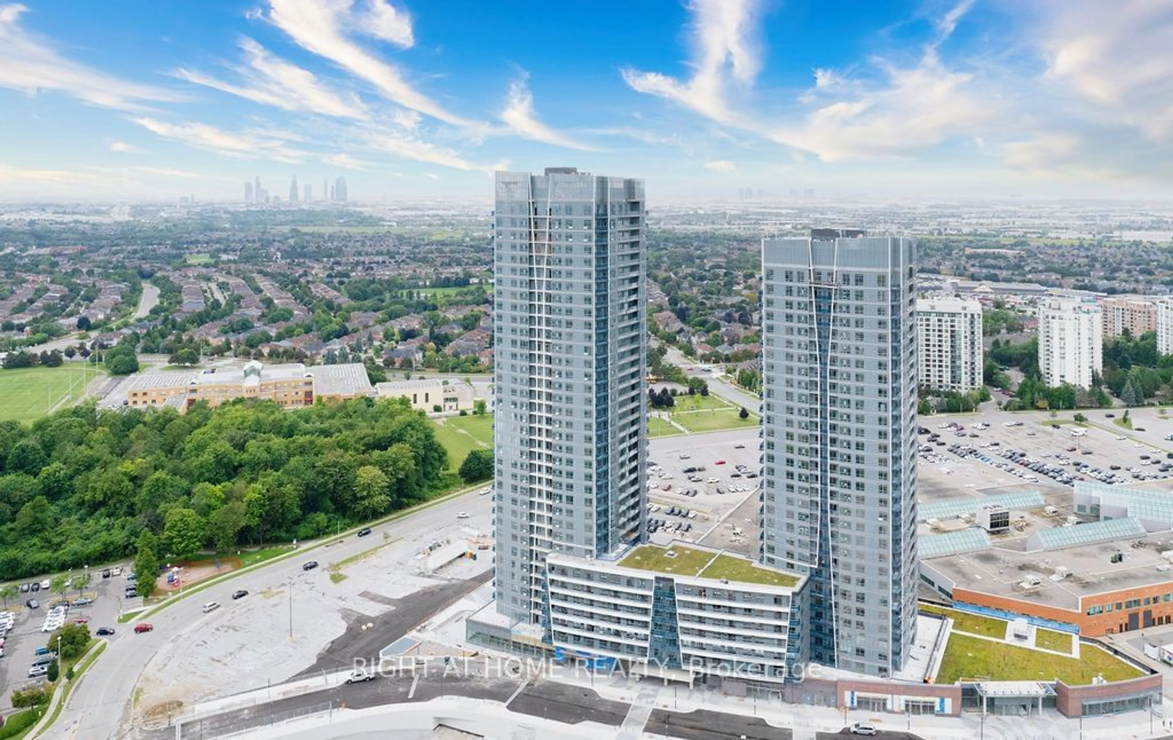 A pic from outside/outdoor area/front of a property/back of a property/a pic from drone, city buildings view from balcony for 50 Upper Mall Way #B325, Vaughan Ontario L4J 4P8