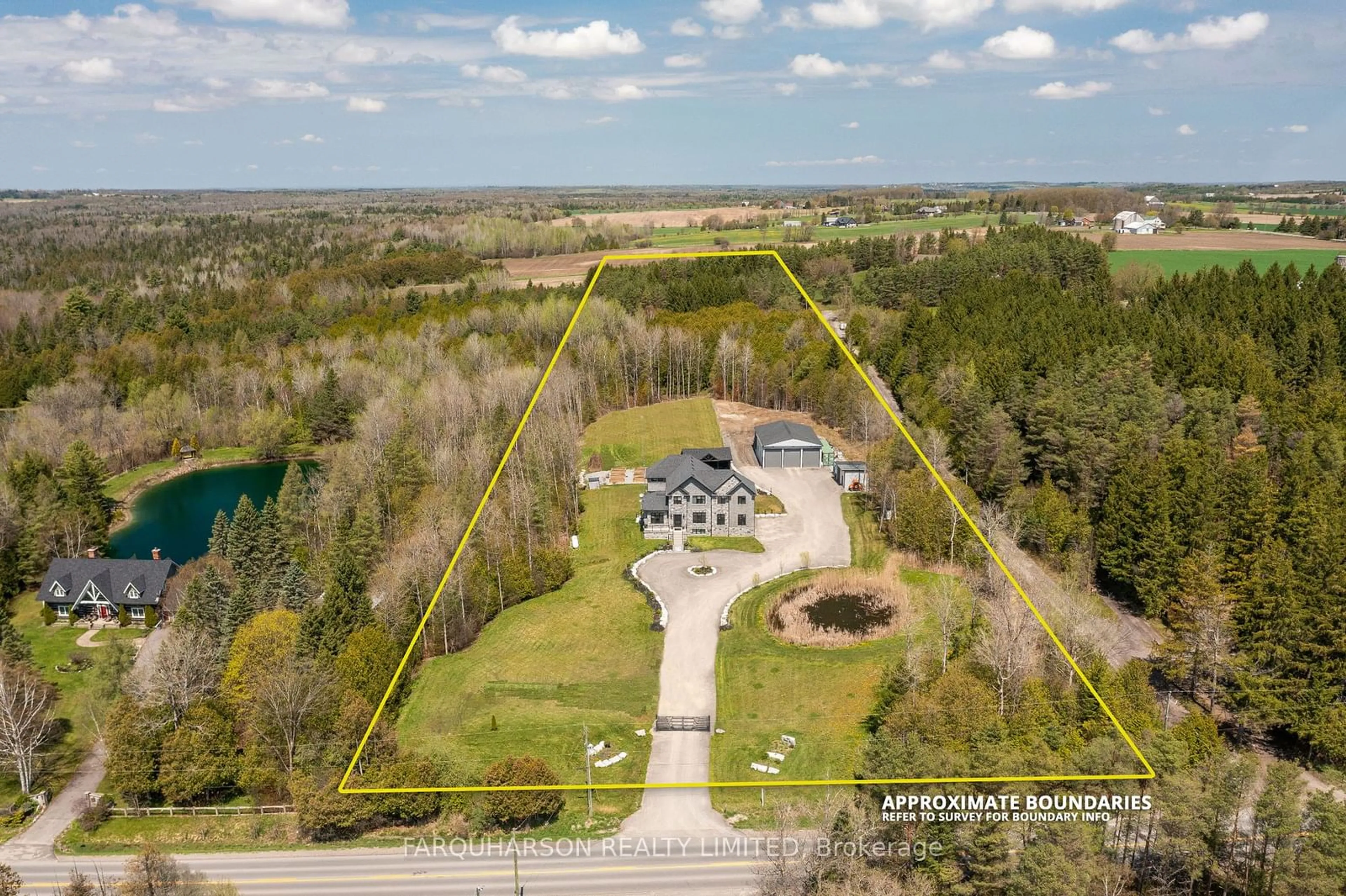 A pic from outside/outdoor area/front of a property/back of a property/a pic from drone, water/lake/river/ocean view for 280 Davis Dr, Uxbridge Ontario L9P 1R1