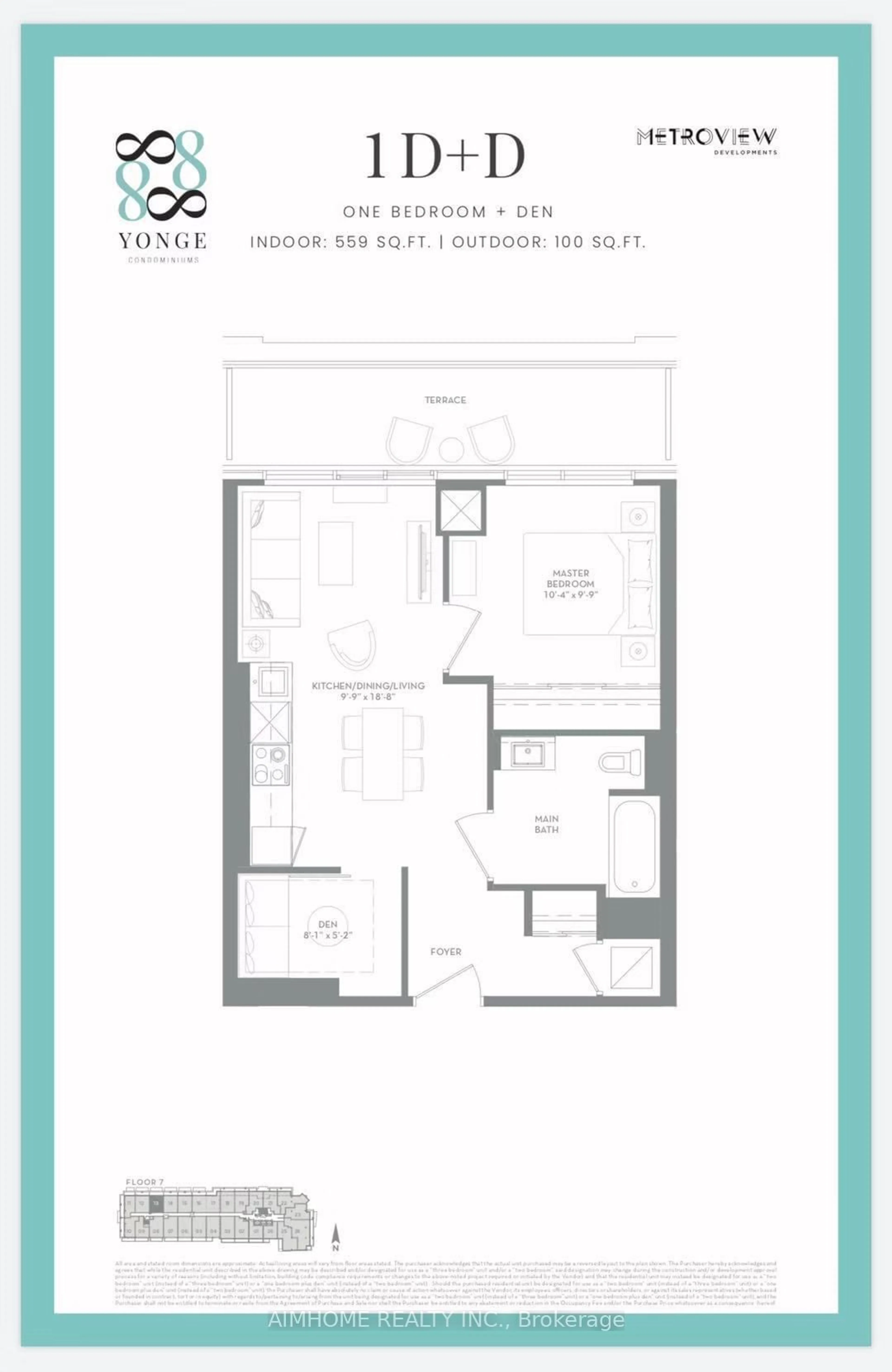 Floor plan for 8888 YONGE St #713, Richmond Hill Ontario L4C 6Z1