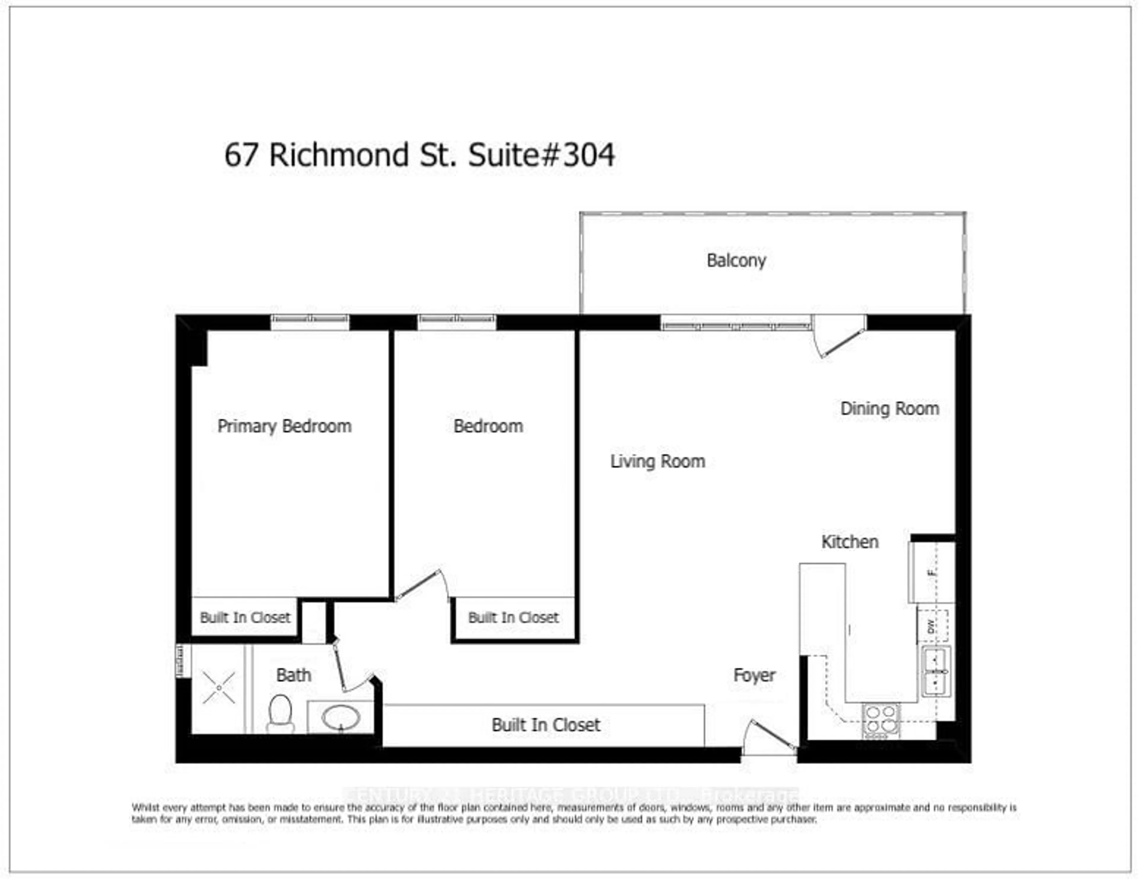 Floor plan for 67 Richmond St #304, Richmond Hill Ontario L4C 3Y3