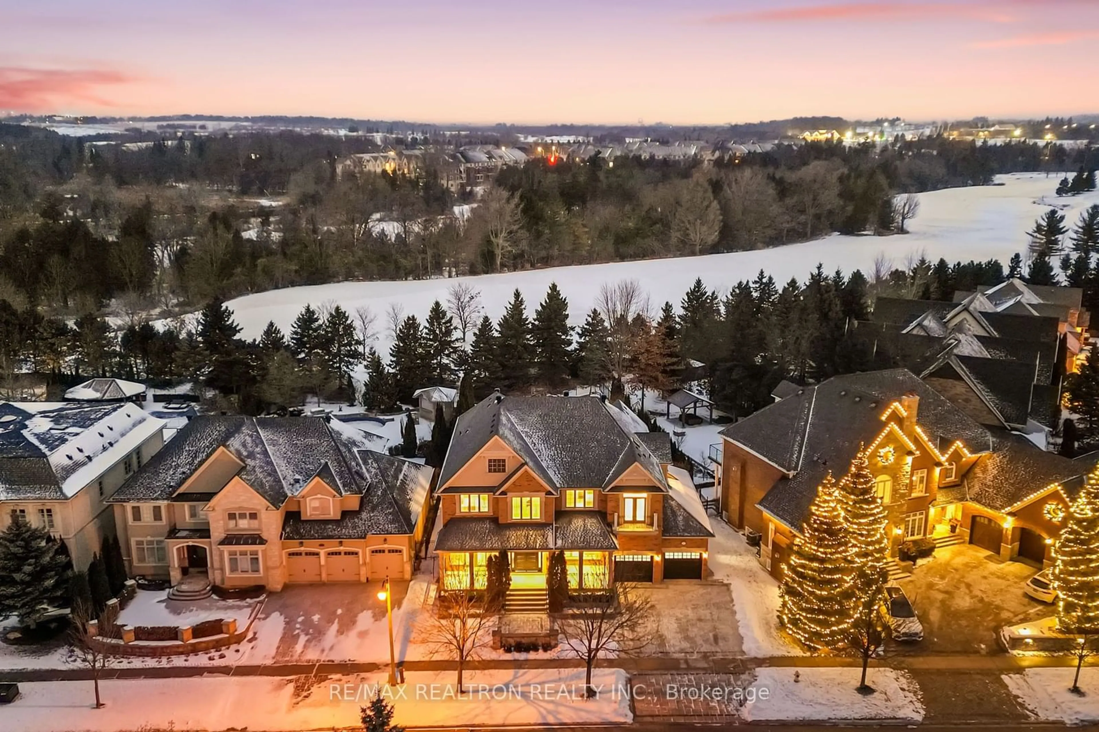 A pic from outside/outdoor area/front of a property/back of a property/a pic from drone, mountain view for 100 Angus Glen Blvd, Markham Ontario L6C 1Z4