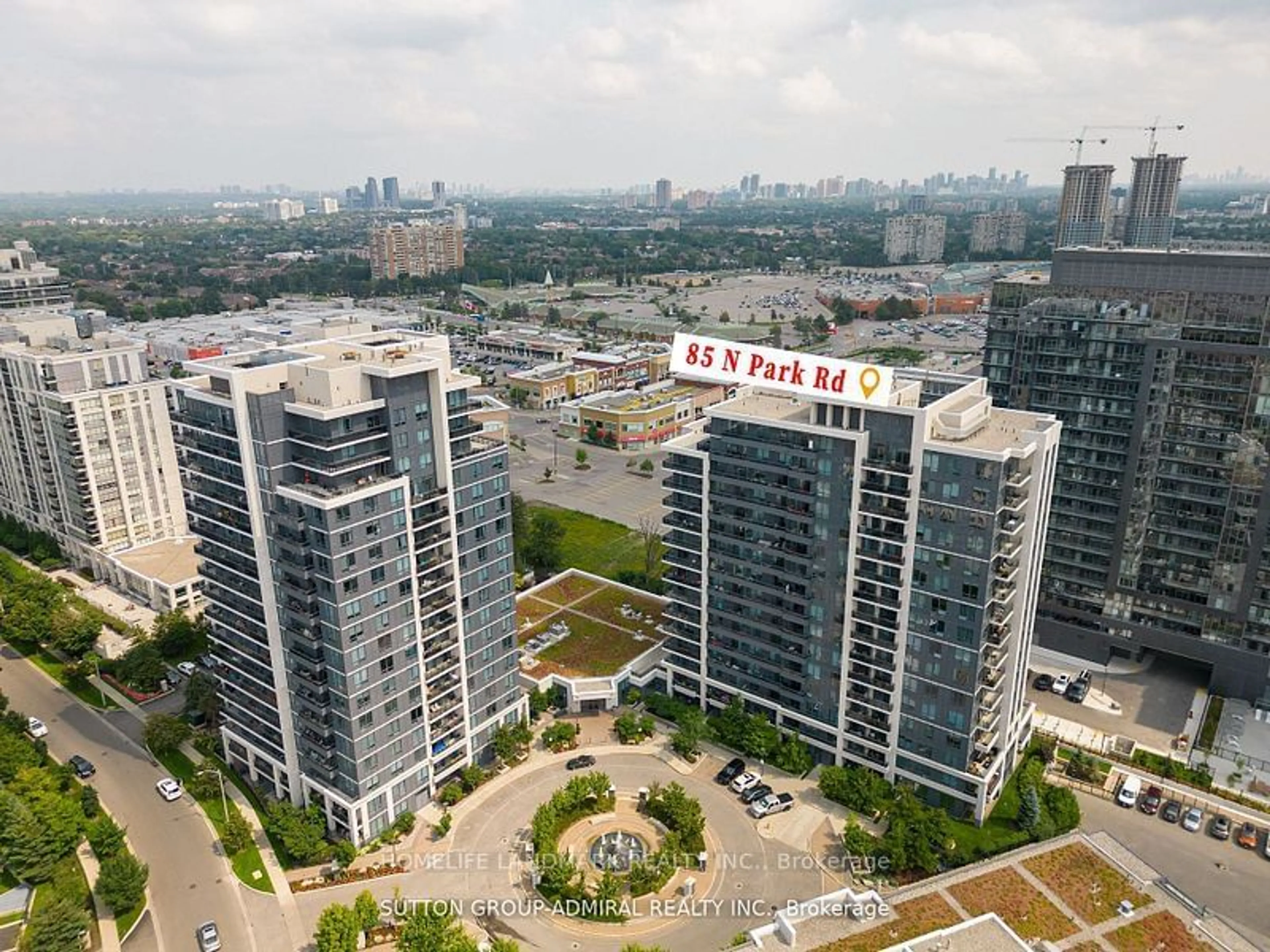 A pic from outside/outdoor area/front of a property/back of a property/a pic from drone, city buildings view from balcony for 85 North Park Rd #1211, Vaughan Ontario L4J 0H9