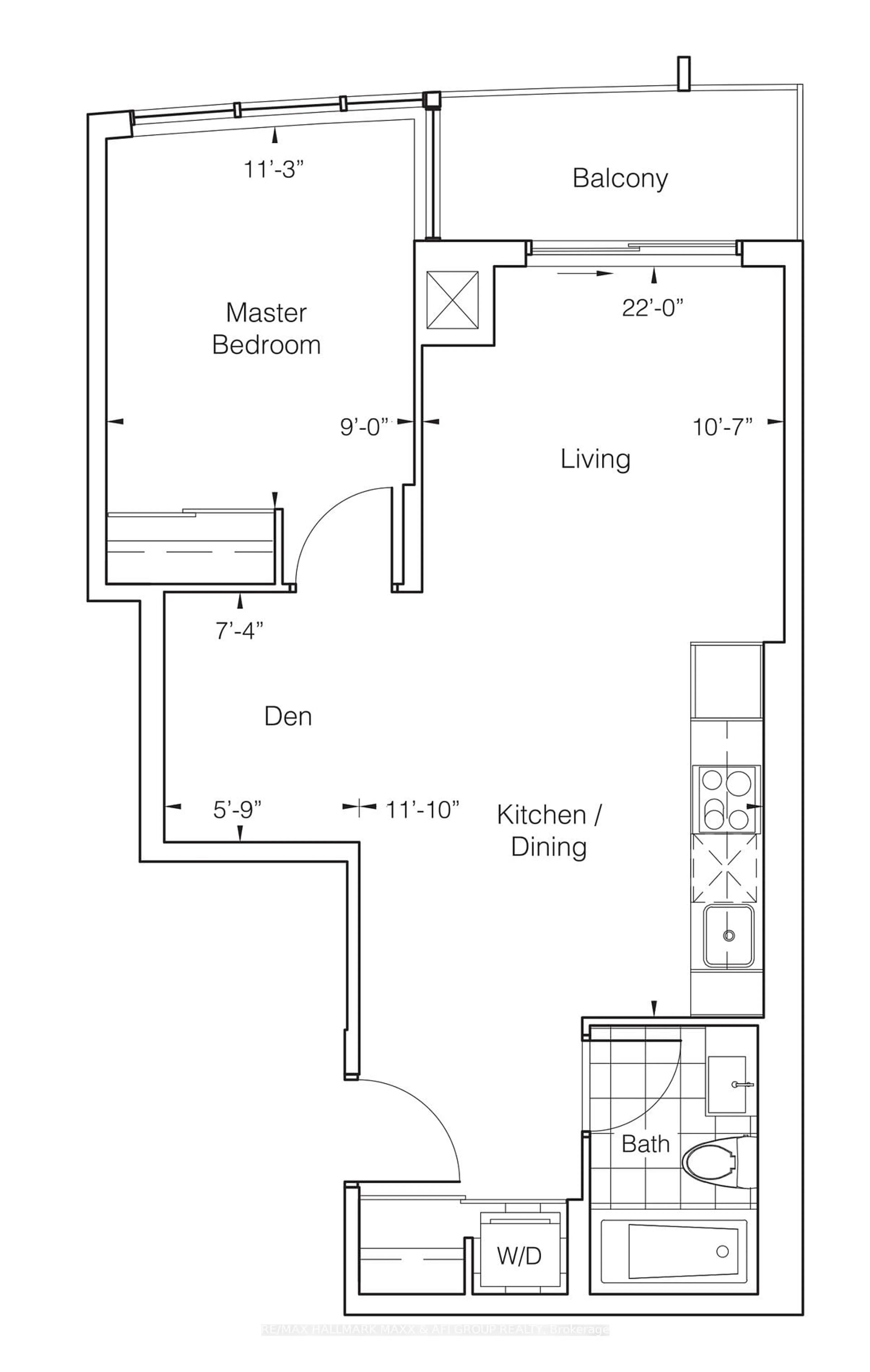 Floor plan for 50 Upper Mall Way #3012, Vaughan Ontario L4J 0L8