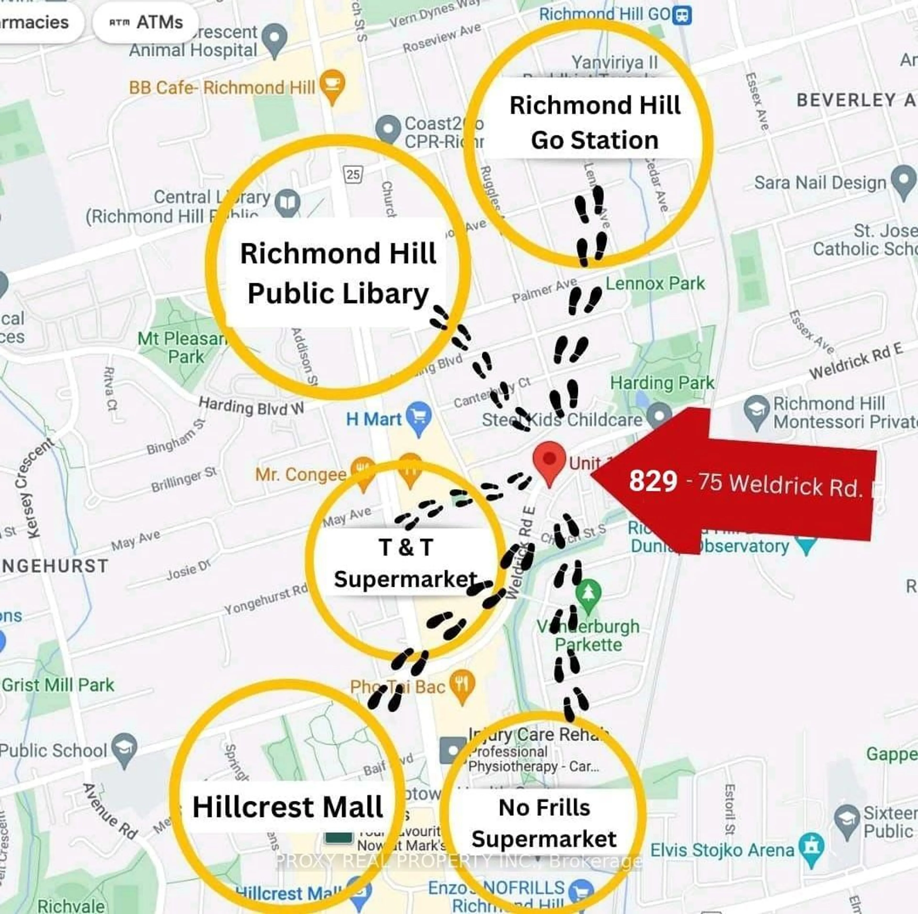 Picture of a map for 75 Weldrick Rd #829, Richmond Hill Ontario L4C 0H9