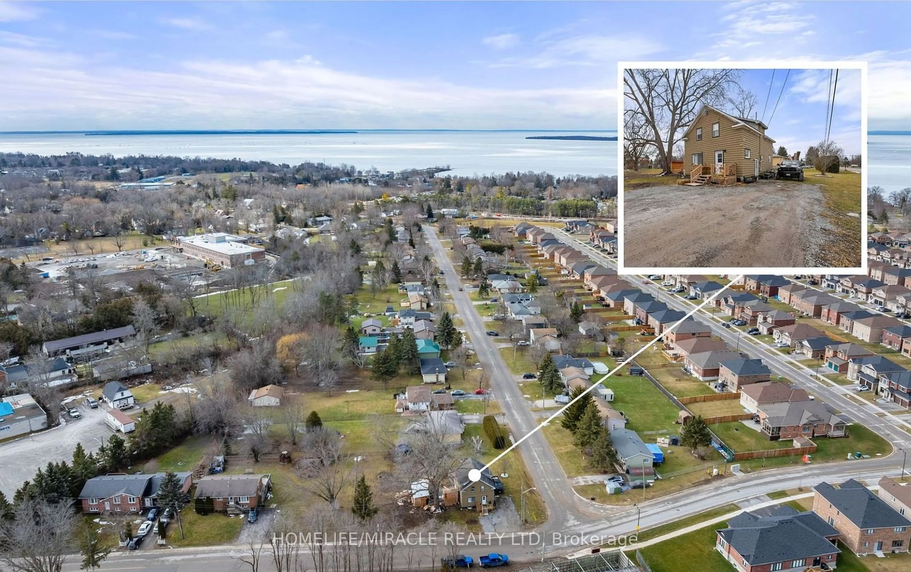 A pic from outside/outdoor area/front of a property/back of a property/a pic from drone, water/lake/river/ocean view for 355 Lakeland Cres, Brock Ontario L0K 1A0