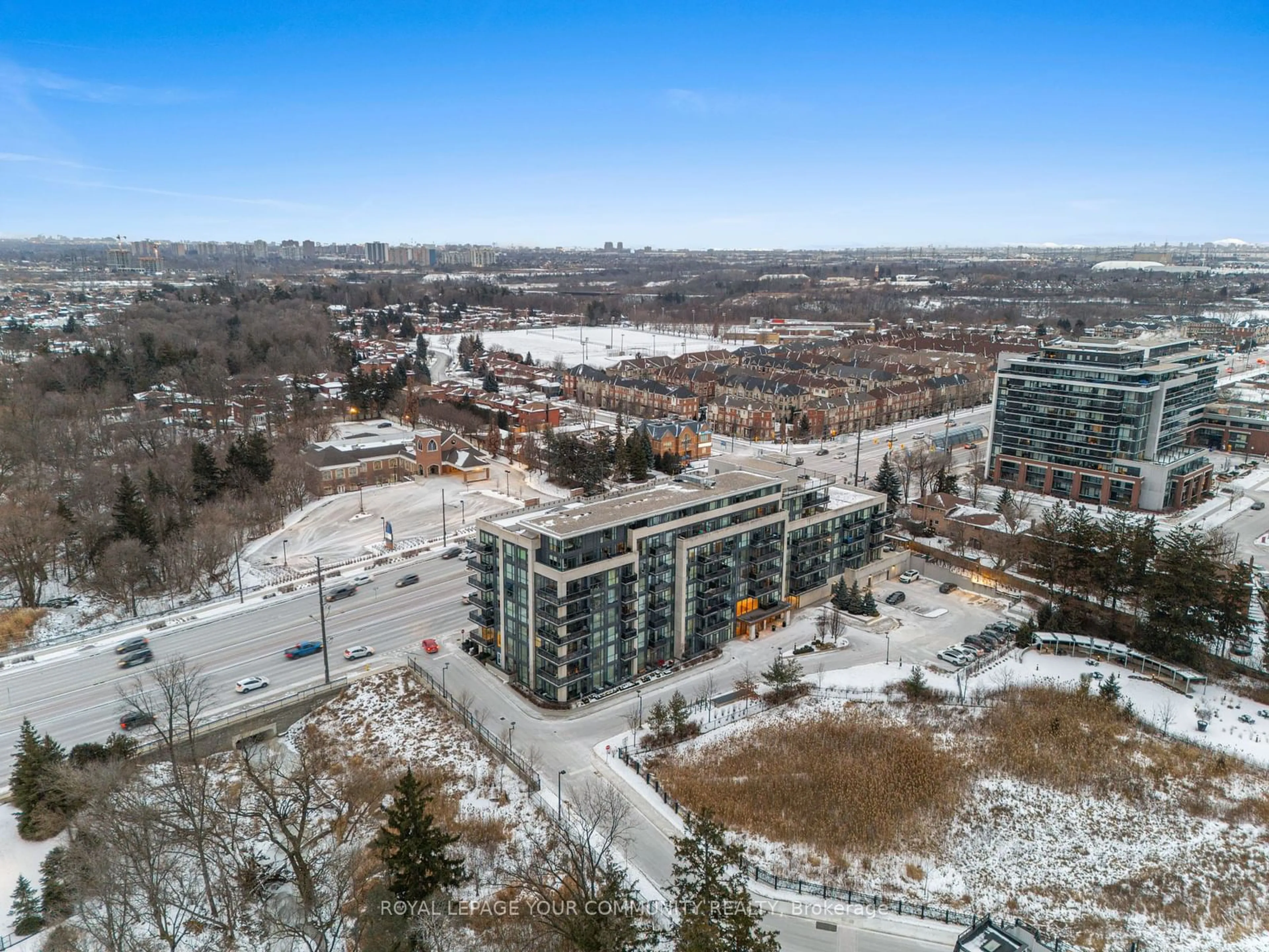 A pic from outside/outdoor area/front of a property/back of a property/a pic from drone, unknown for 4700 Highway 7 Rd #201, Vaughan Ontario L6L 0B4