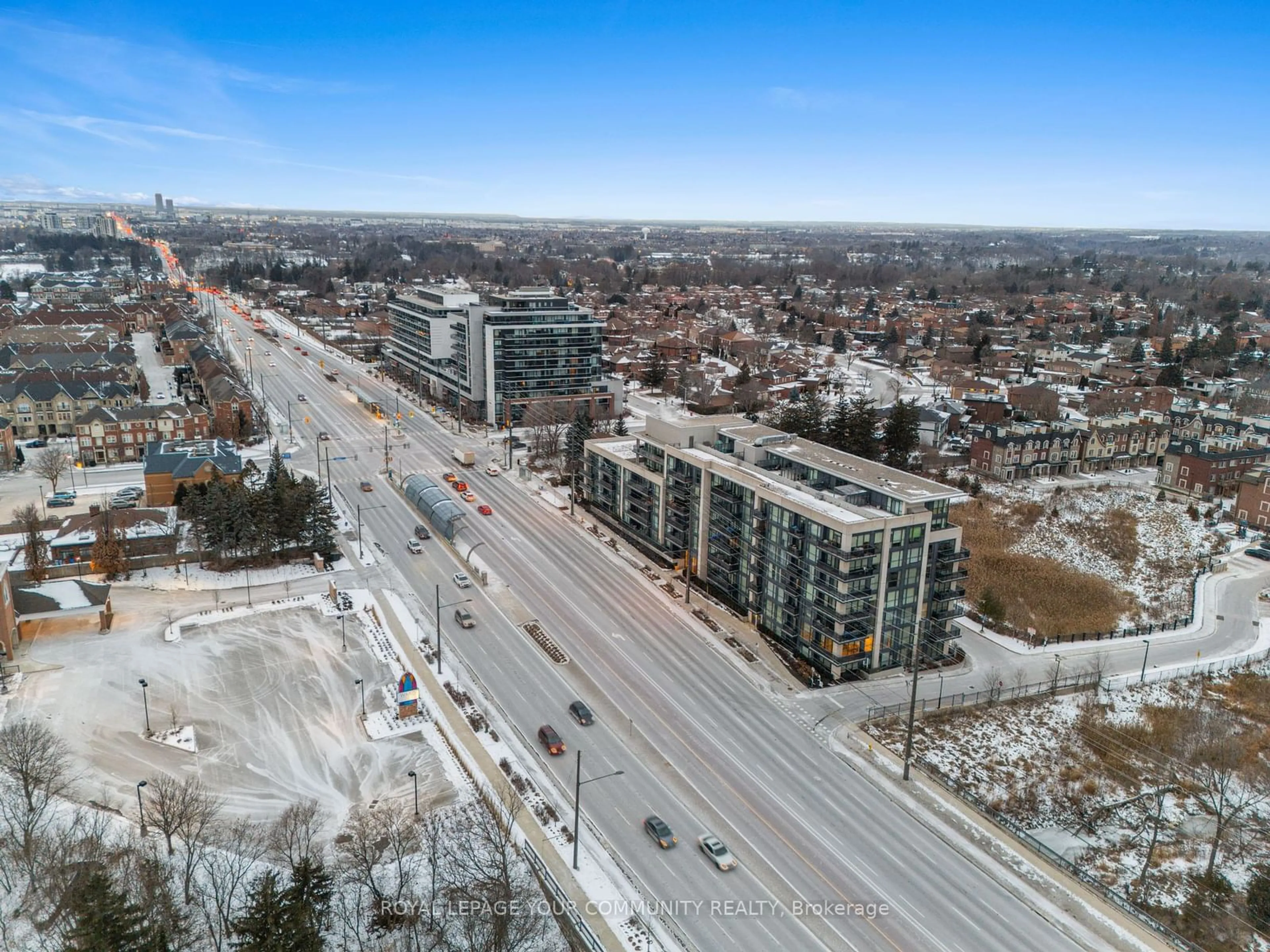 A pic from outside/outdoor area/front of a property/back of a property/a pic from drone, city buildings view from balcony for 4700 Highway 7 Rd #201, Vaughan Ontario L6L 0B4